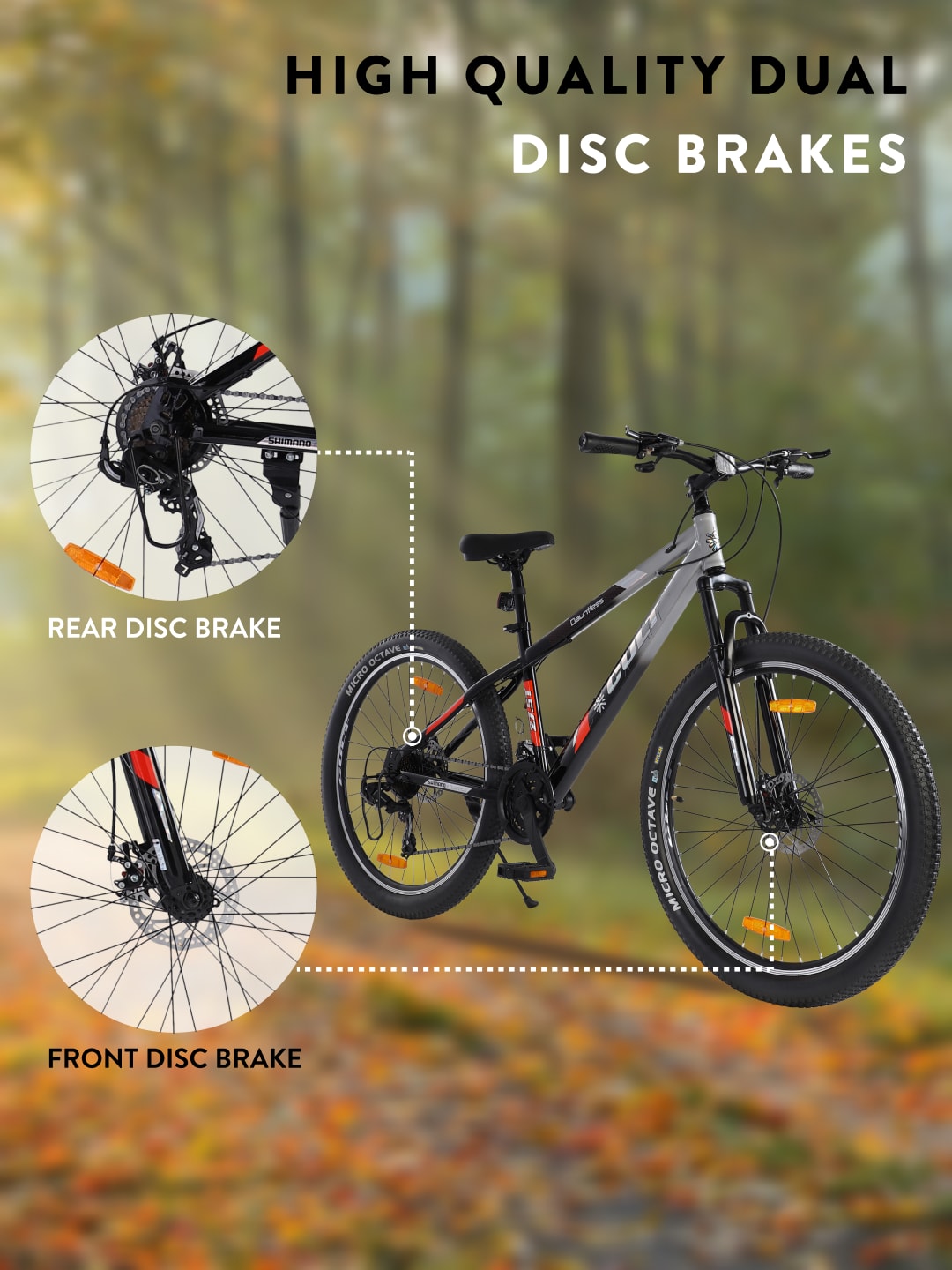 DAUNTLESS21S27.5TSILVERBLACK Steel 21 Speed Shimano Gear 27.5 inch Mountain Cycle, Dual Disc Brake, Front Suspension, Double Wall Rim