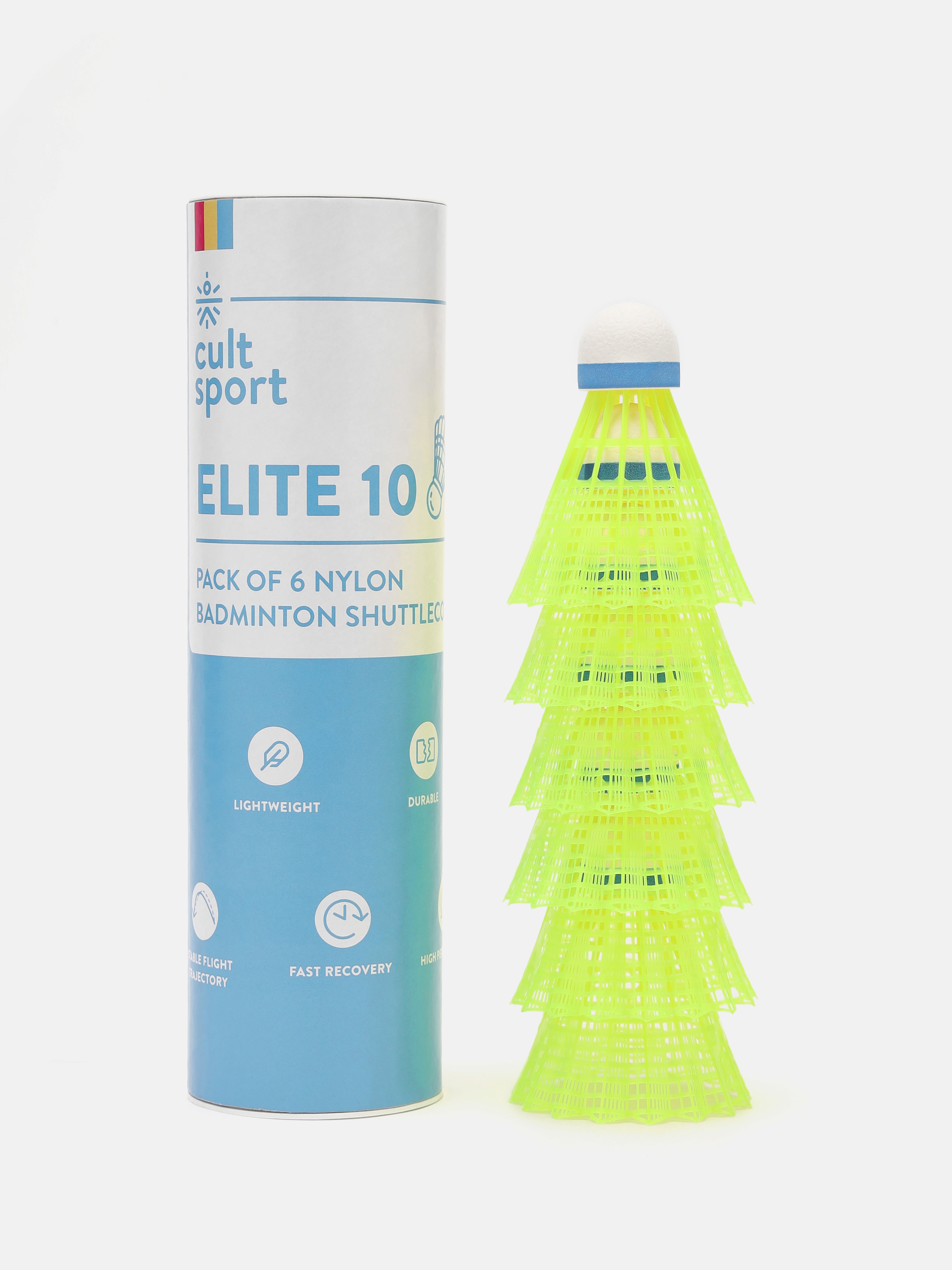 Pack of 6 Elite 10 Nylon Shuttlecocks