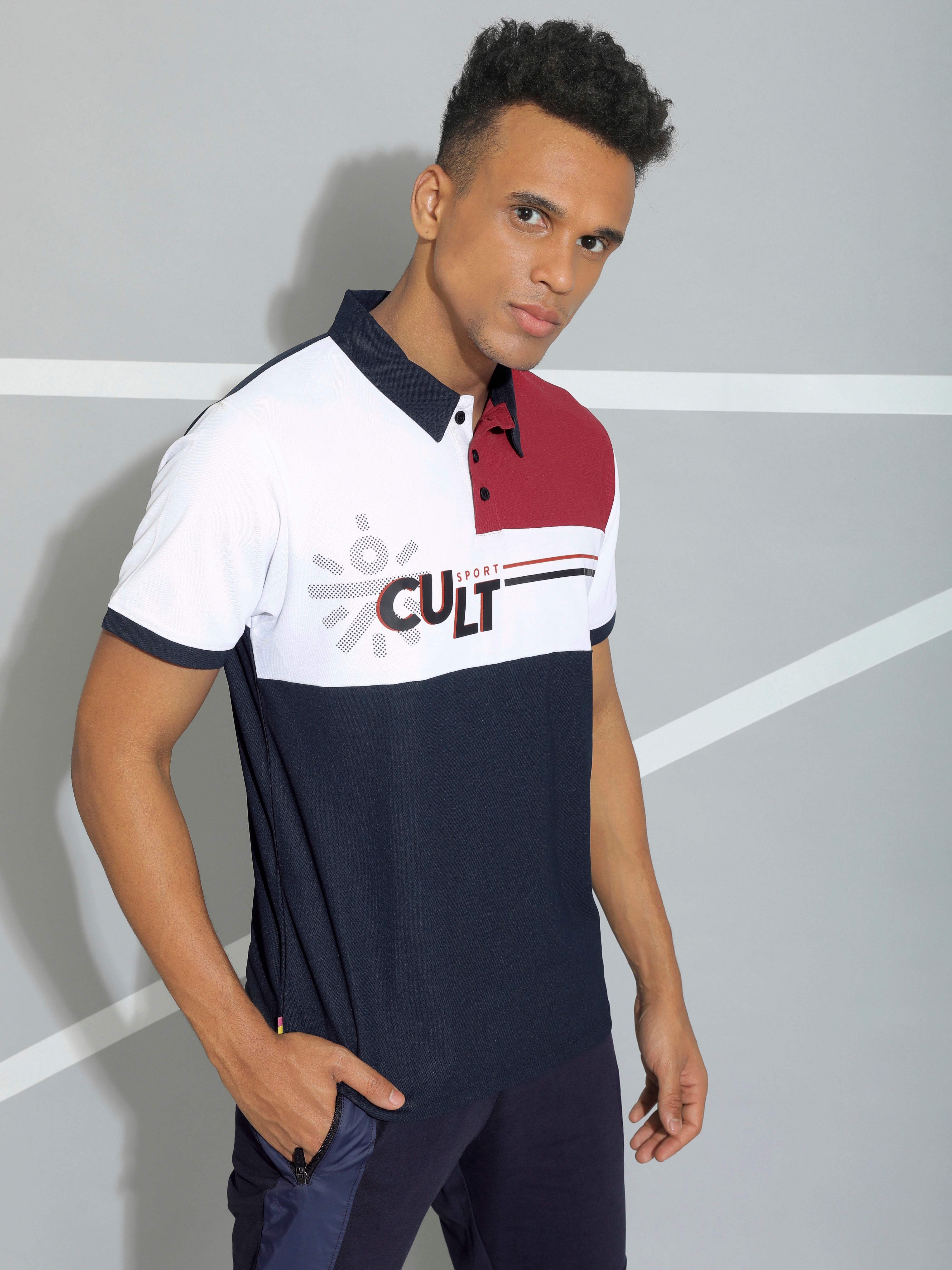 Colourblock Active Polo T-shirt