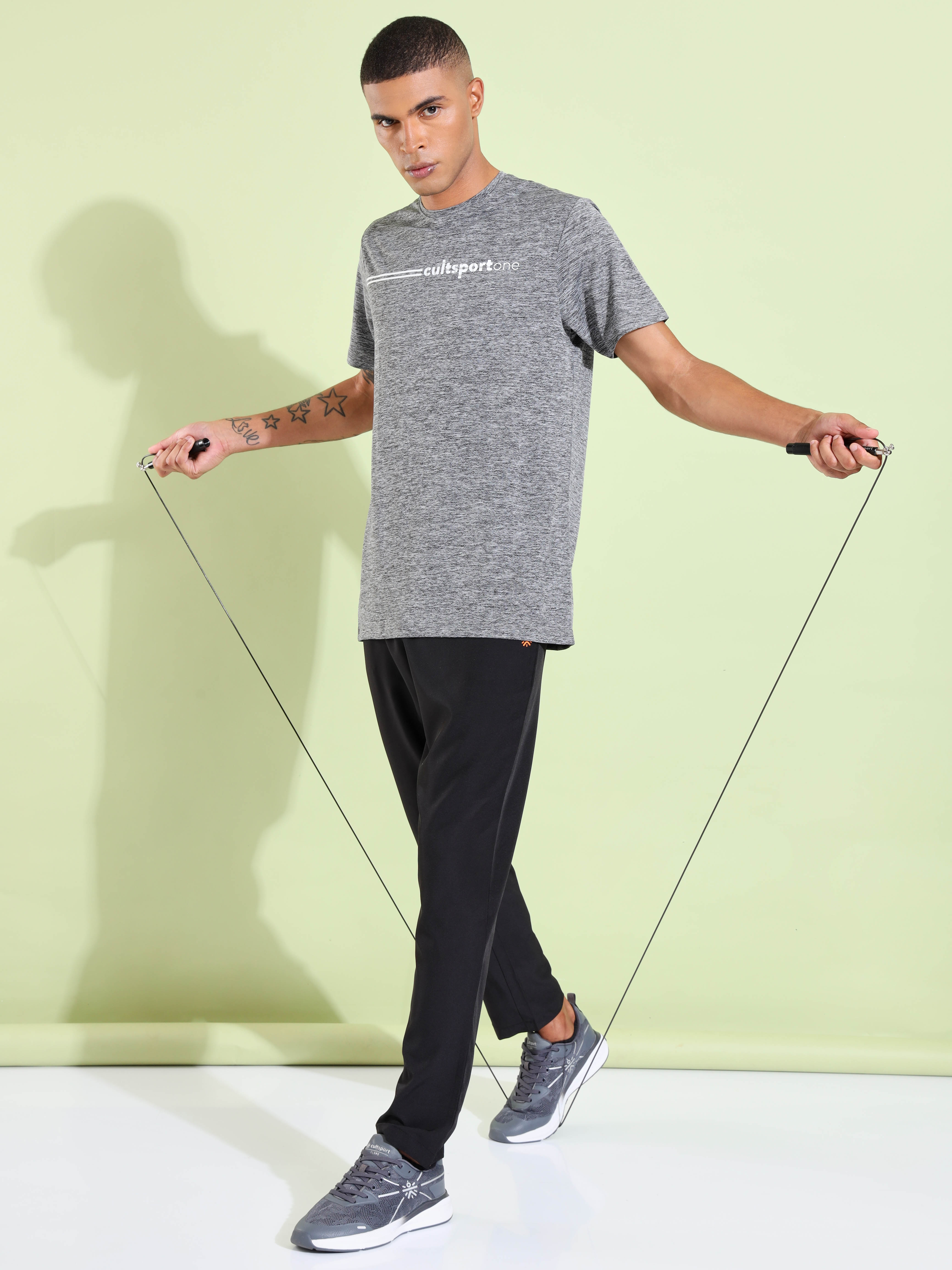 Melange Workout T-shirt with Chest Graphic