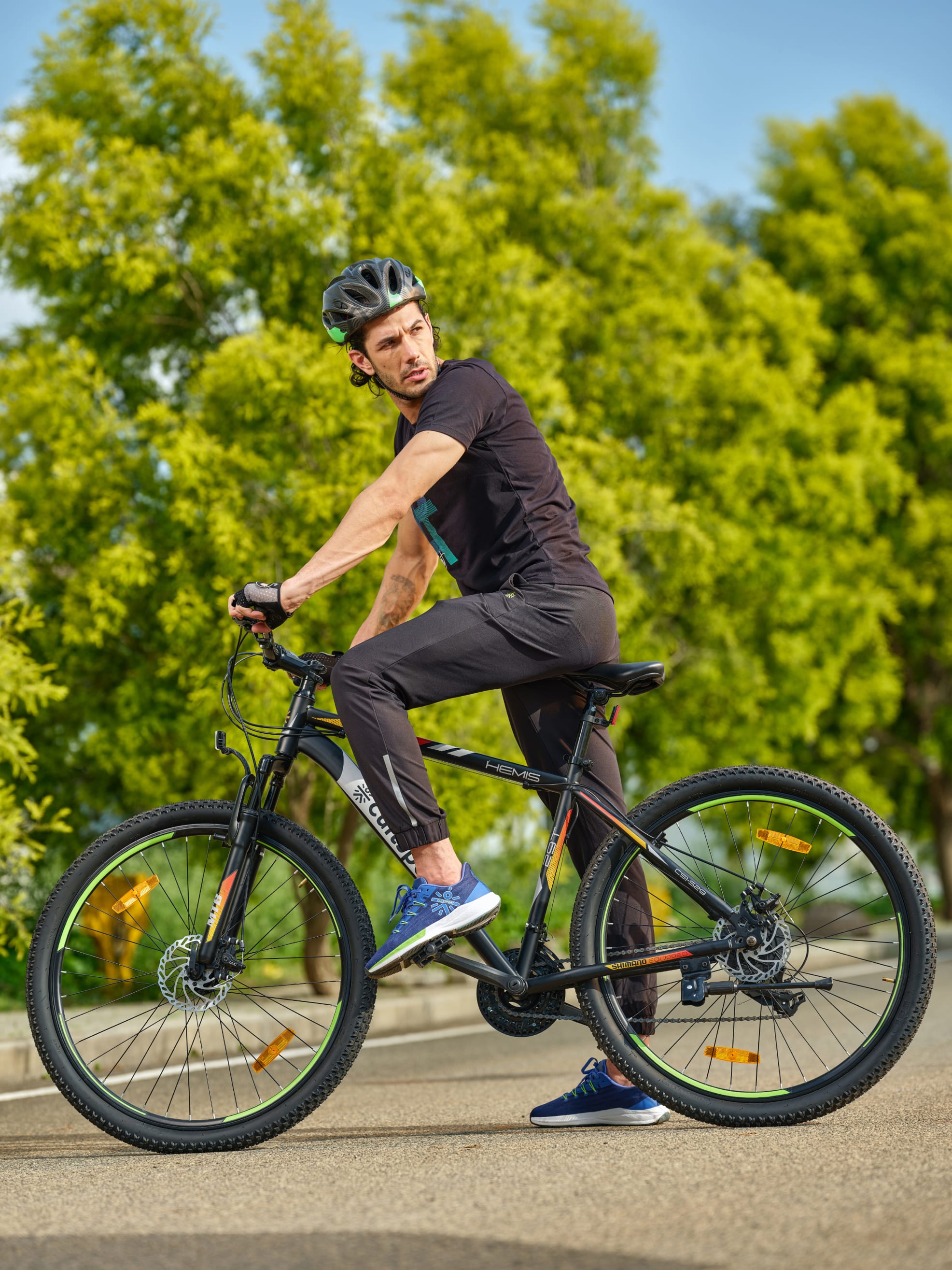 Hemis Steel 21 Speed Shimano Gear 29 inch Mountain Cycle, Dual Disc Brake, Front Suspension, Double Wall Rim, Black, Free Trainer Sessions, Cycling Event