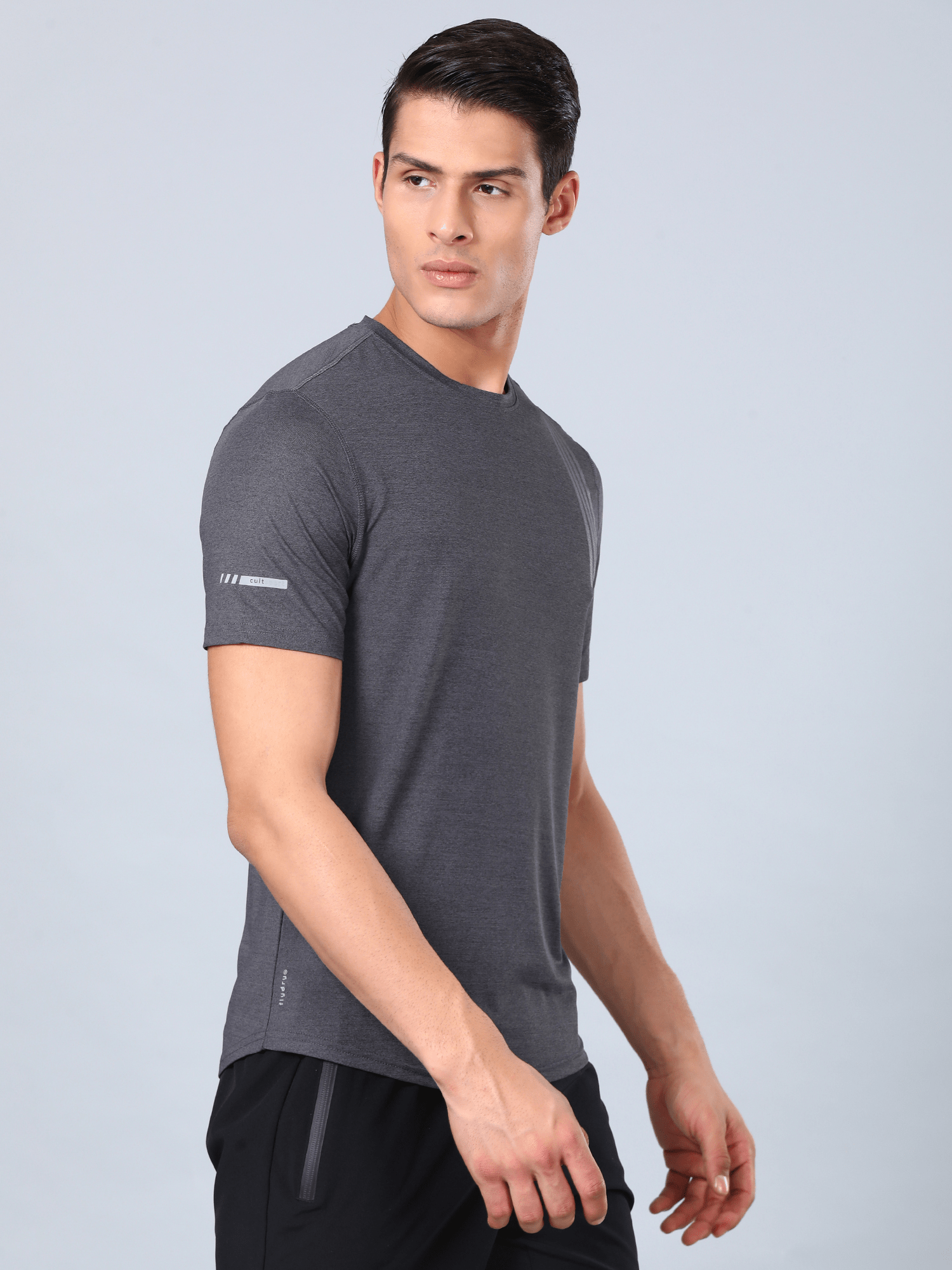 Signature Striped Slim Fit T-shirt - Charcoal