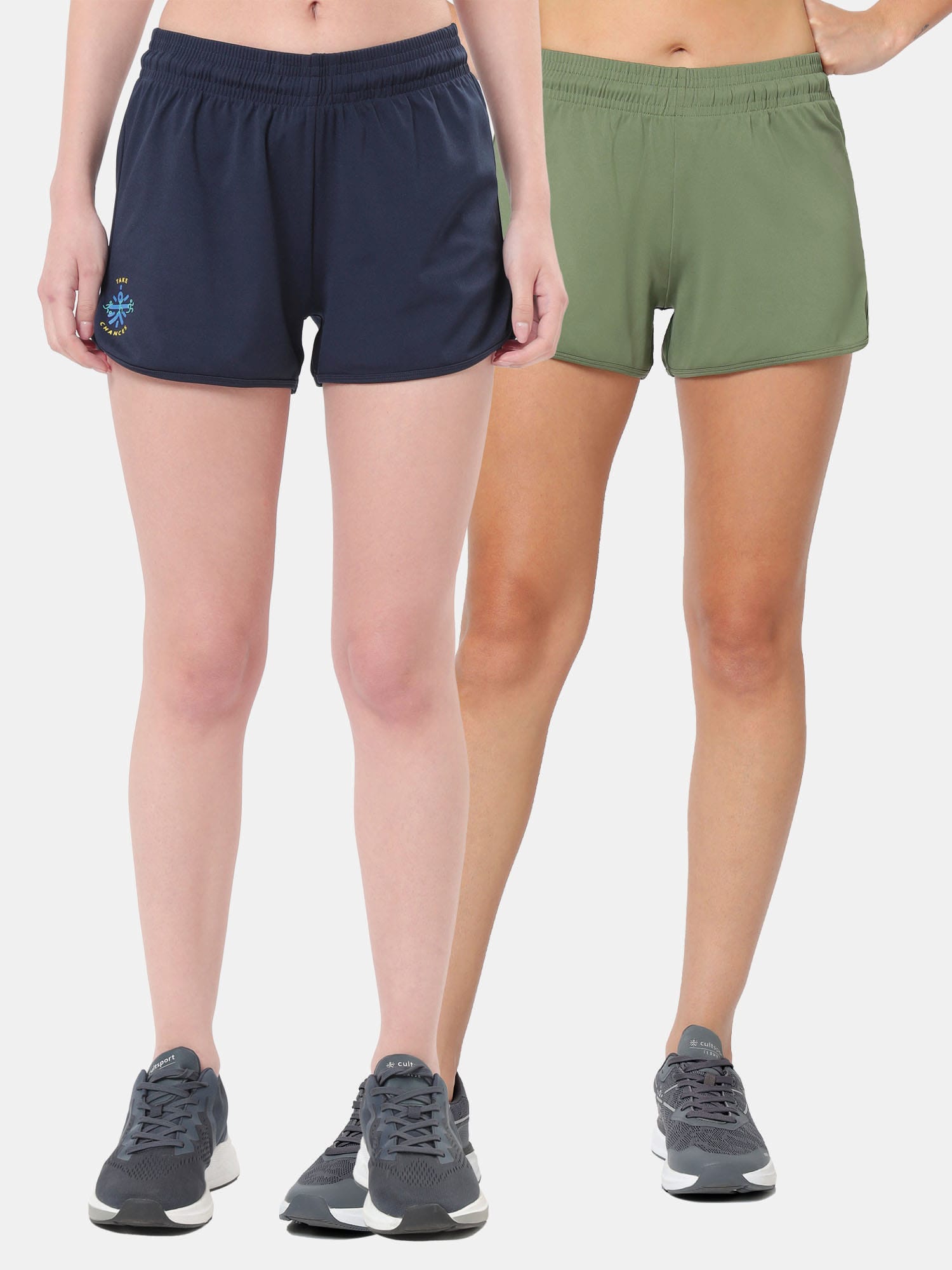 Solid Shorts with Curved Hem Pack of 2