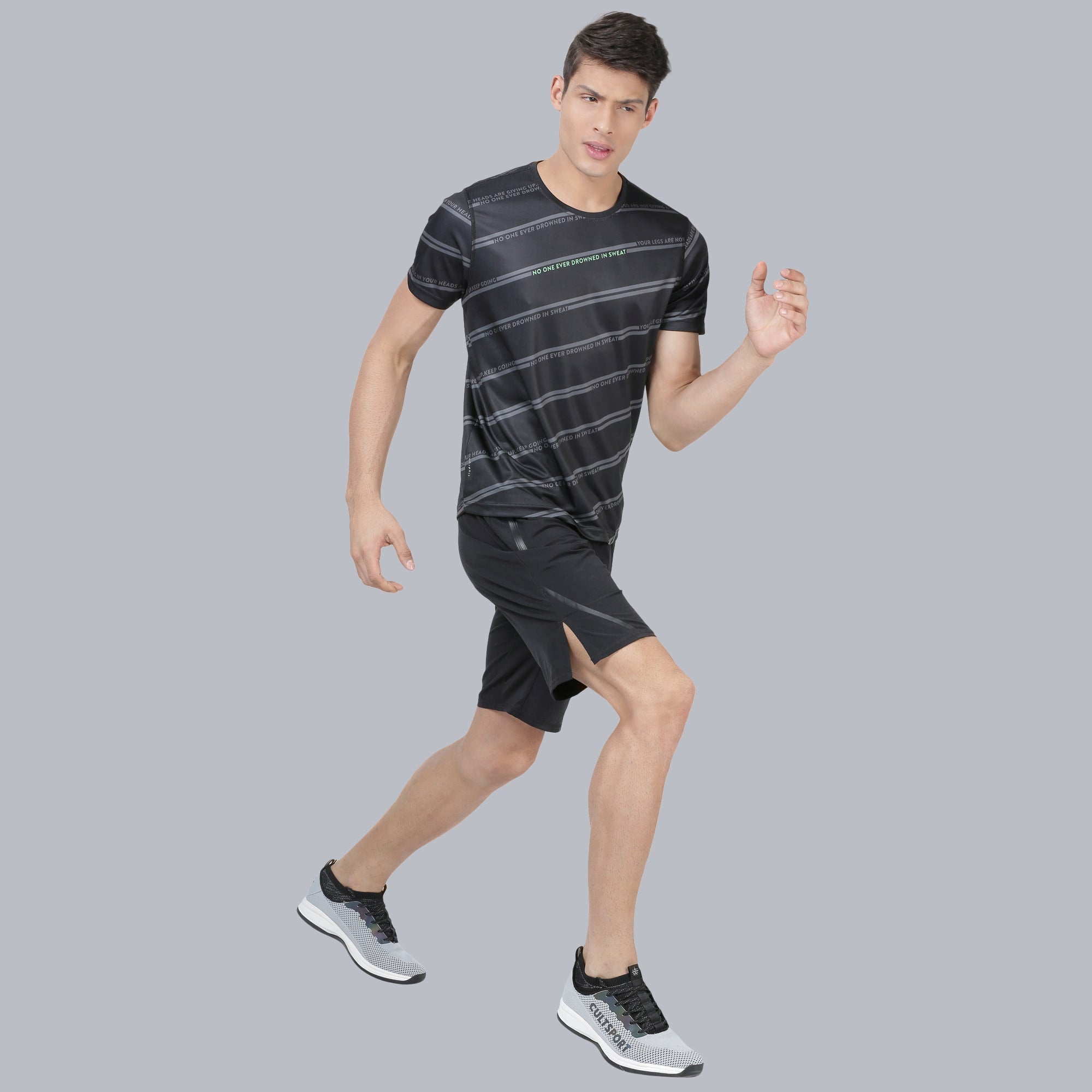 Code Diagonal Black Running Tee