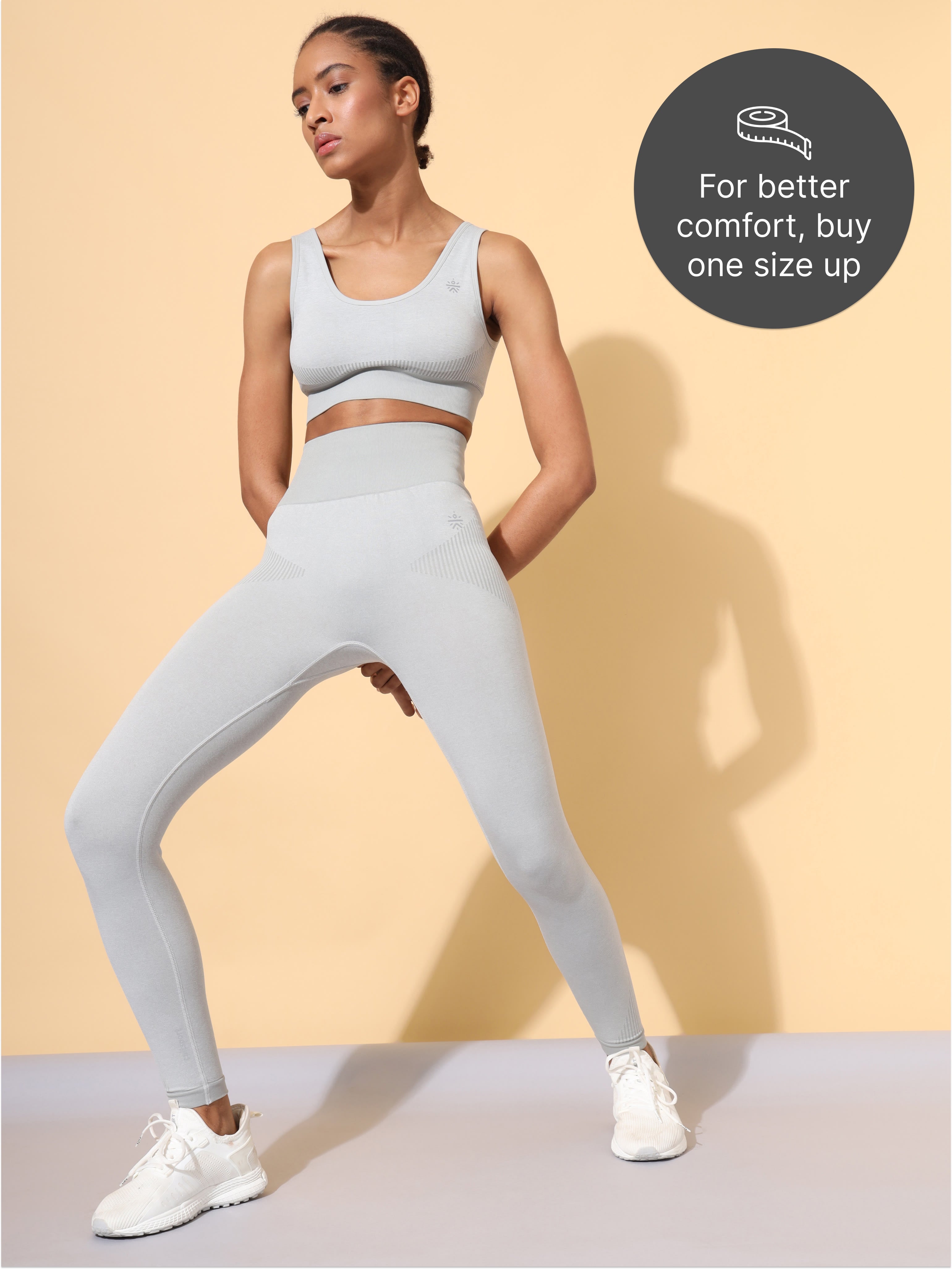 Grey-White Seamless Striped Tights