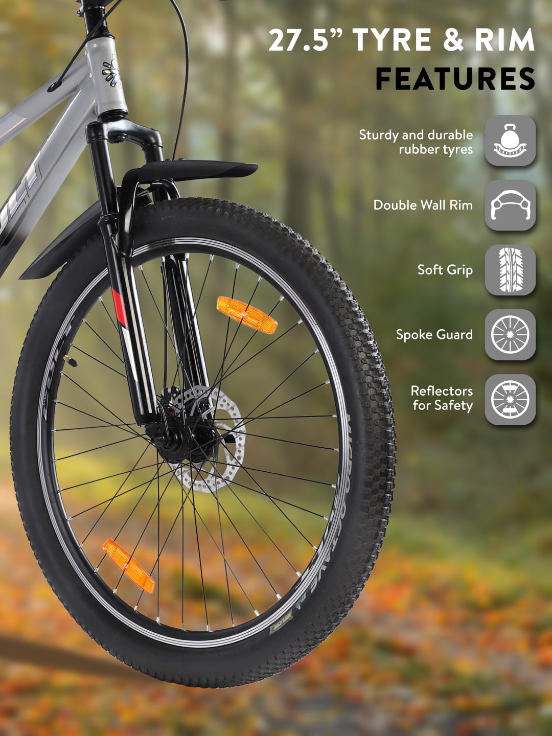 DAUNTLESS27.5TSILVERBLACK Steel Single Speed 27.5 inch Mountain Cycle, Dual Disc Brake, Front Suspension, Double Wall Rim