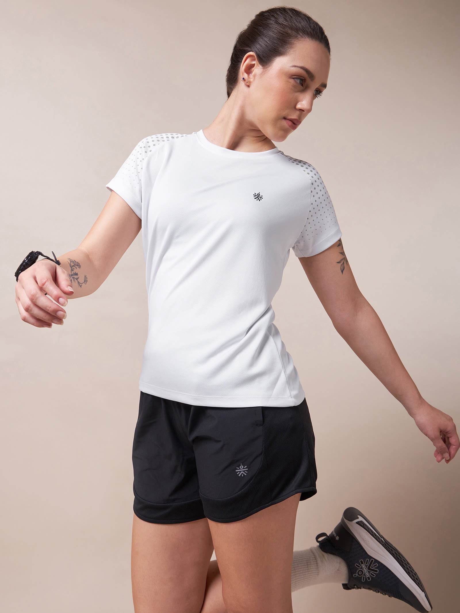 Halftone Print Raglan Workout T-shirt