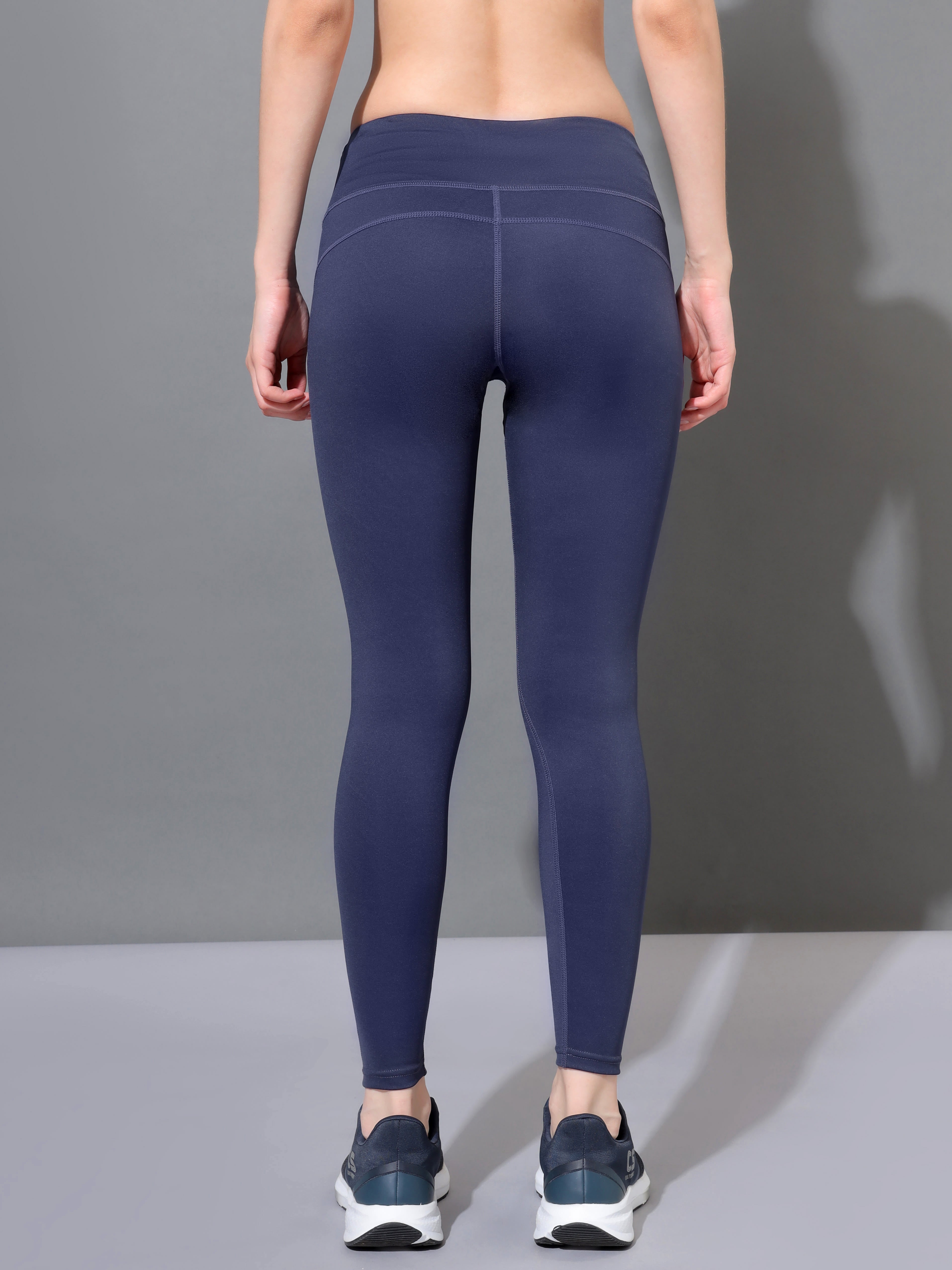 Navy High Waist Solid Workout Tights