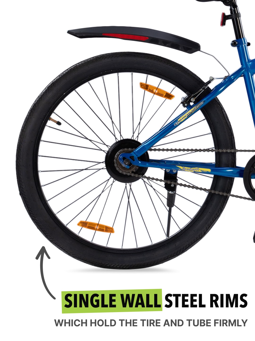 ROKKPRO26TBLUE Steel Single Speed 26 inch Mountain Cycle with Single Wall Rim and Rigid Fork