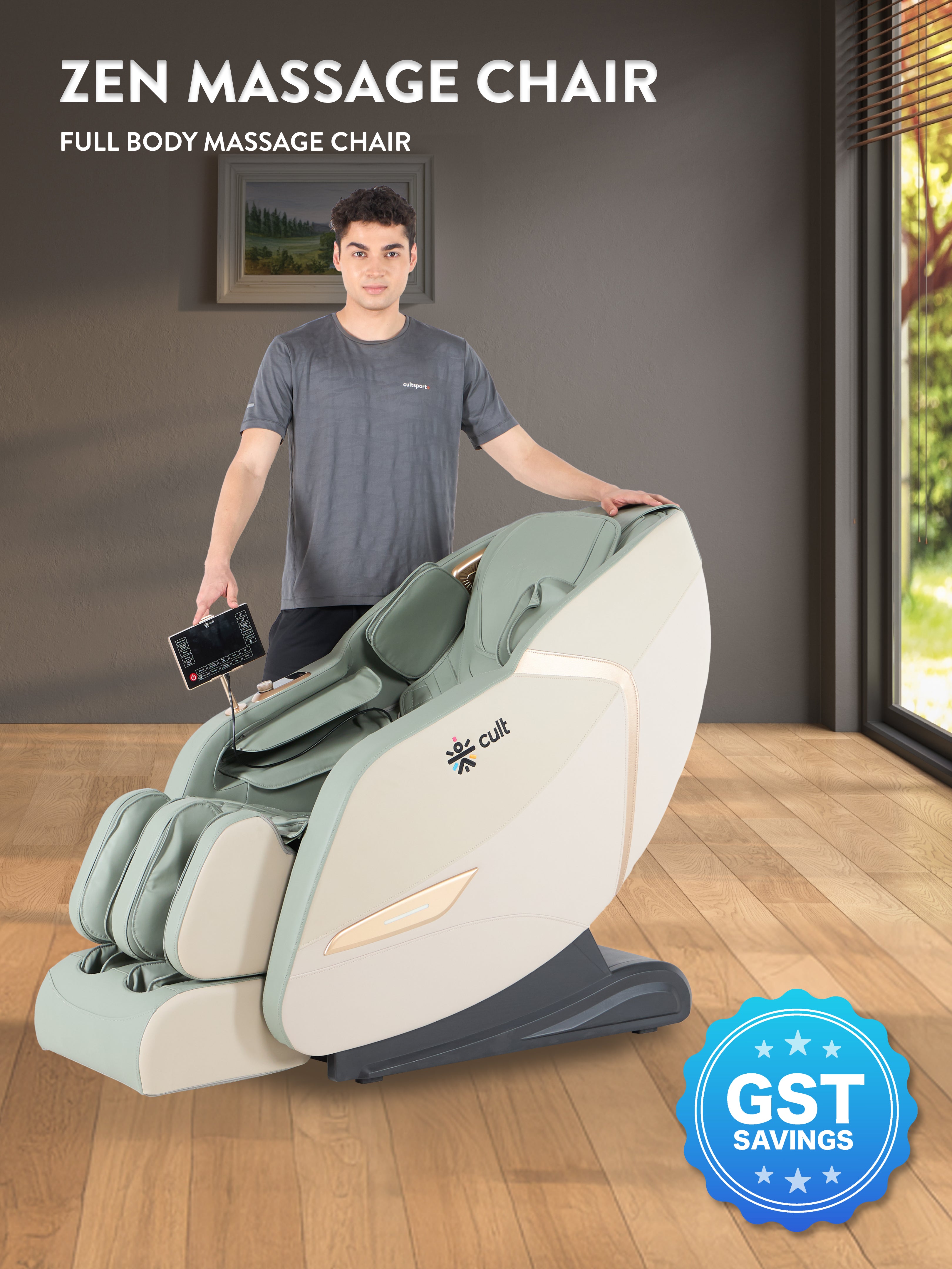 Cult Zen Massage Chair with Zero Gravity, SL Track 2D Massage Technique and Bluetooth AI voice Function For Full Body Massage At Home