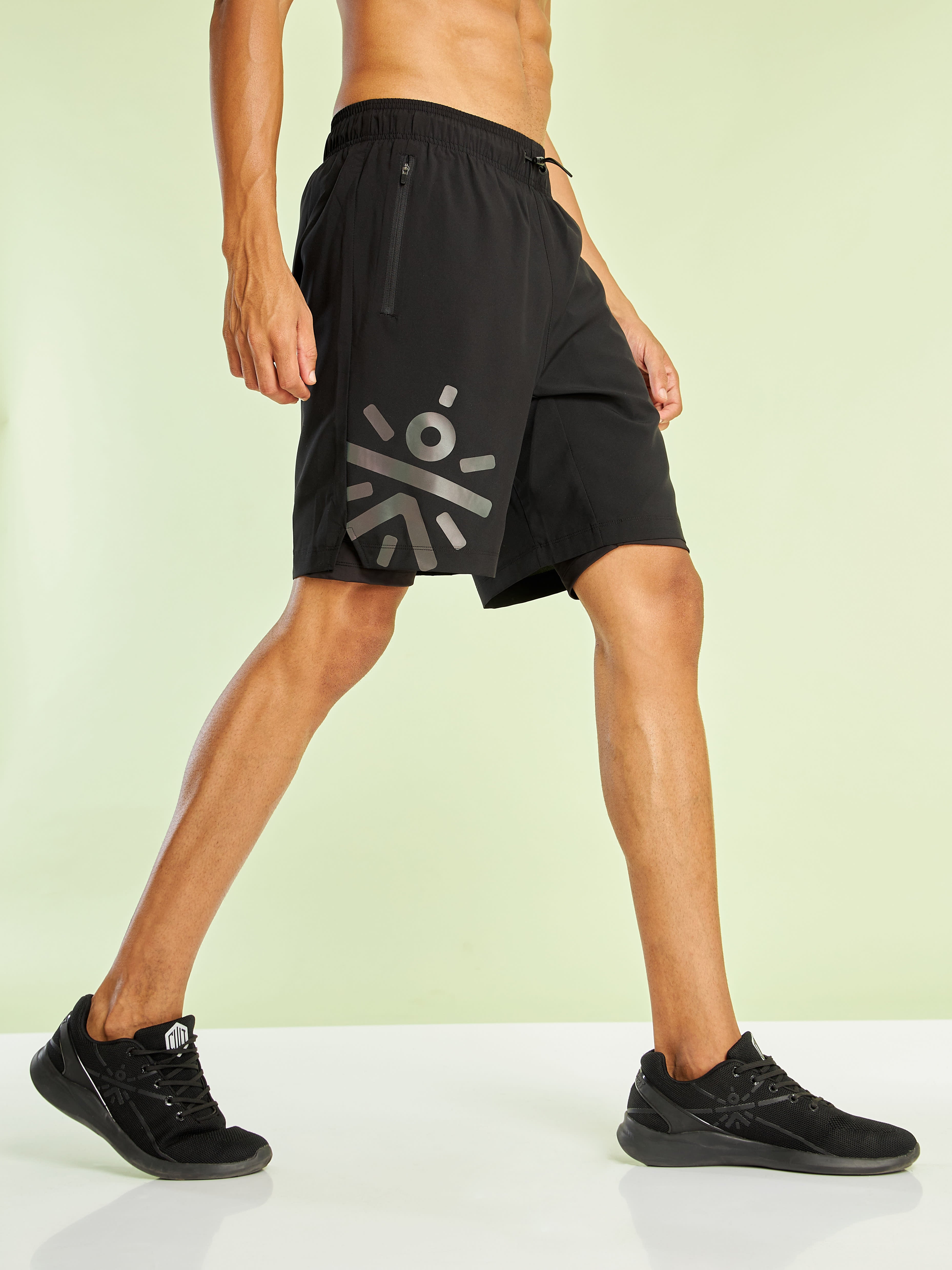 Graphic Running Shorts with Inner Tights