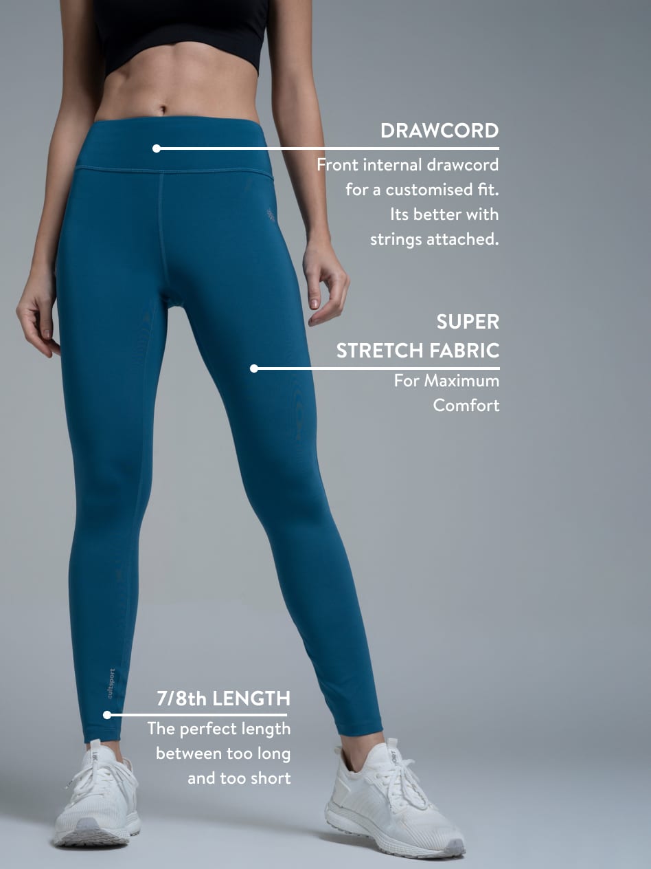 Teal Absolute Fit Solid Workout Tights