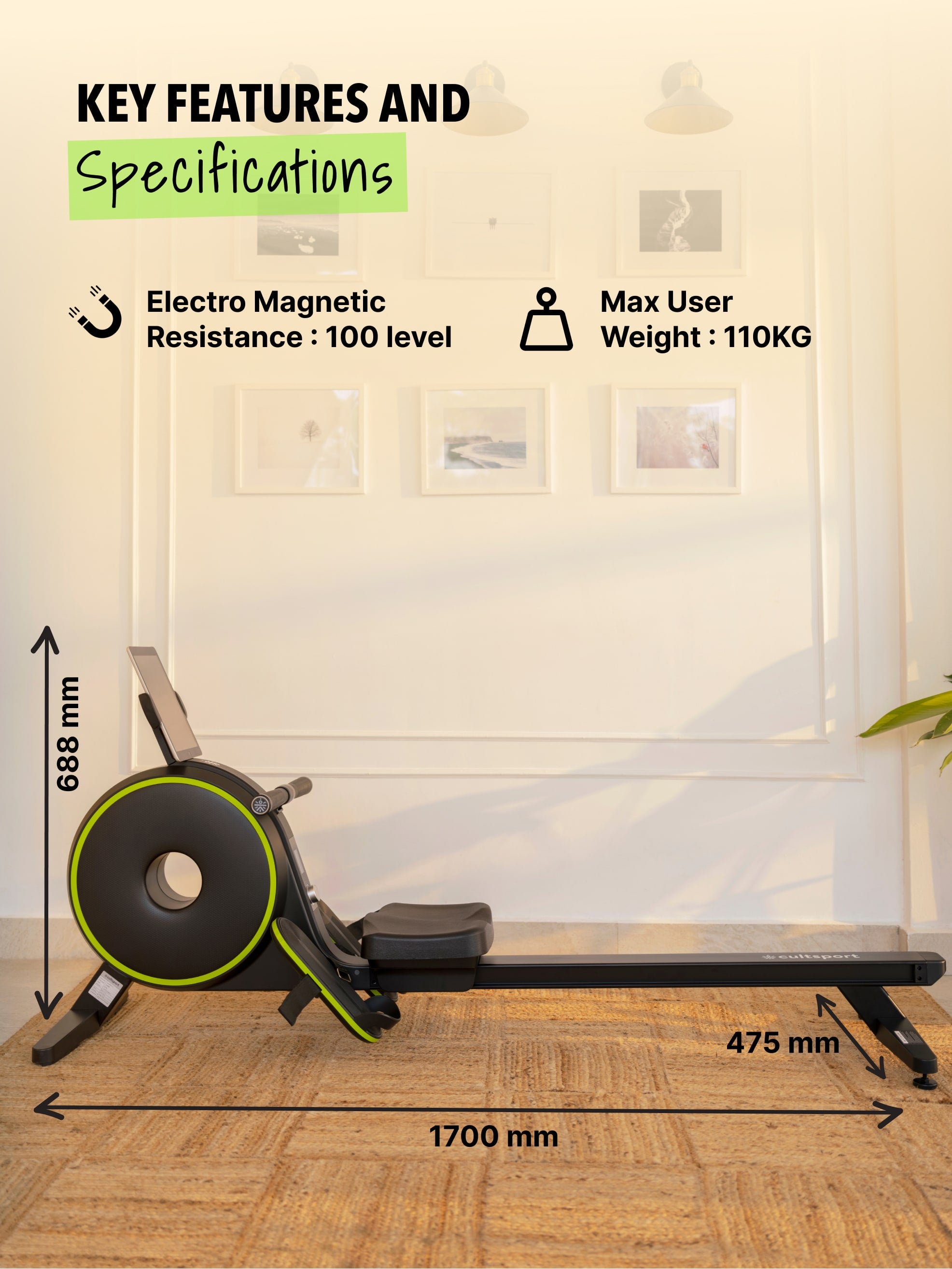 Smartrow Cabo: Smart Bluetooth enabled Rowing Machine (6 Months extended Warranty only on Cultsport.com)