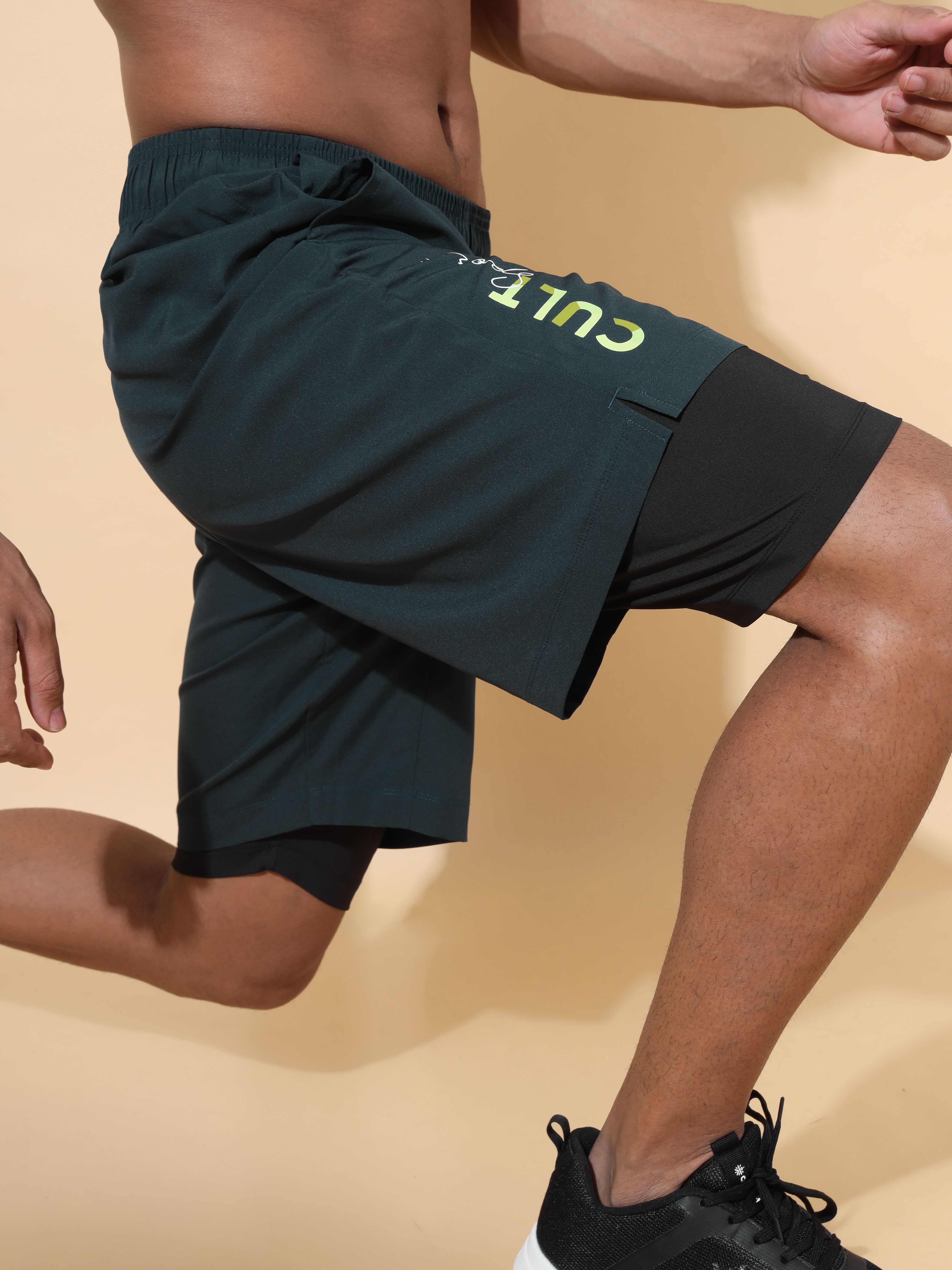 Graphic Active Shorts with Inner Tights