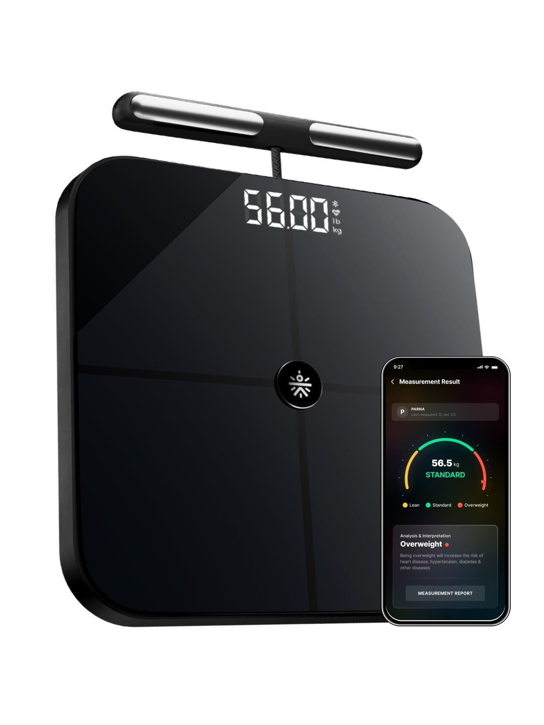cult Smart Scale Pro, US FDA Approved, 50+ Parameters, Body Fat Scale, BMI, 10 members, Bluetooth Weight Machine, Body Fat Analyzer, LED Display.
