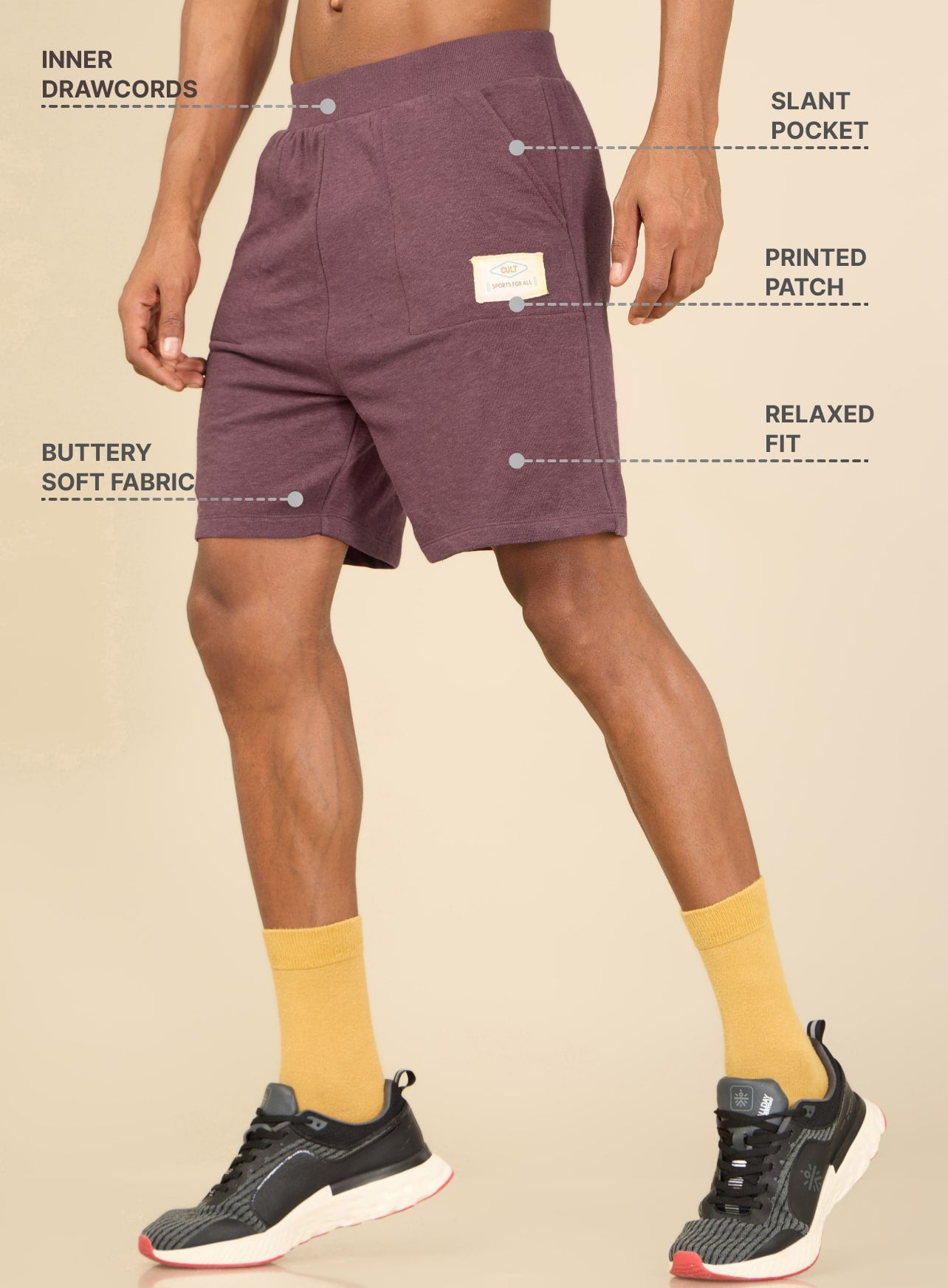Men Maroon Cult Club Shorts