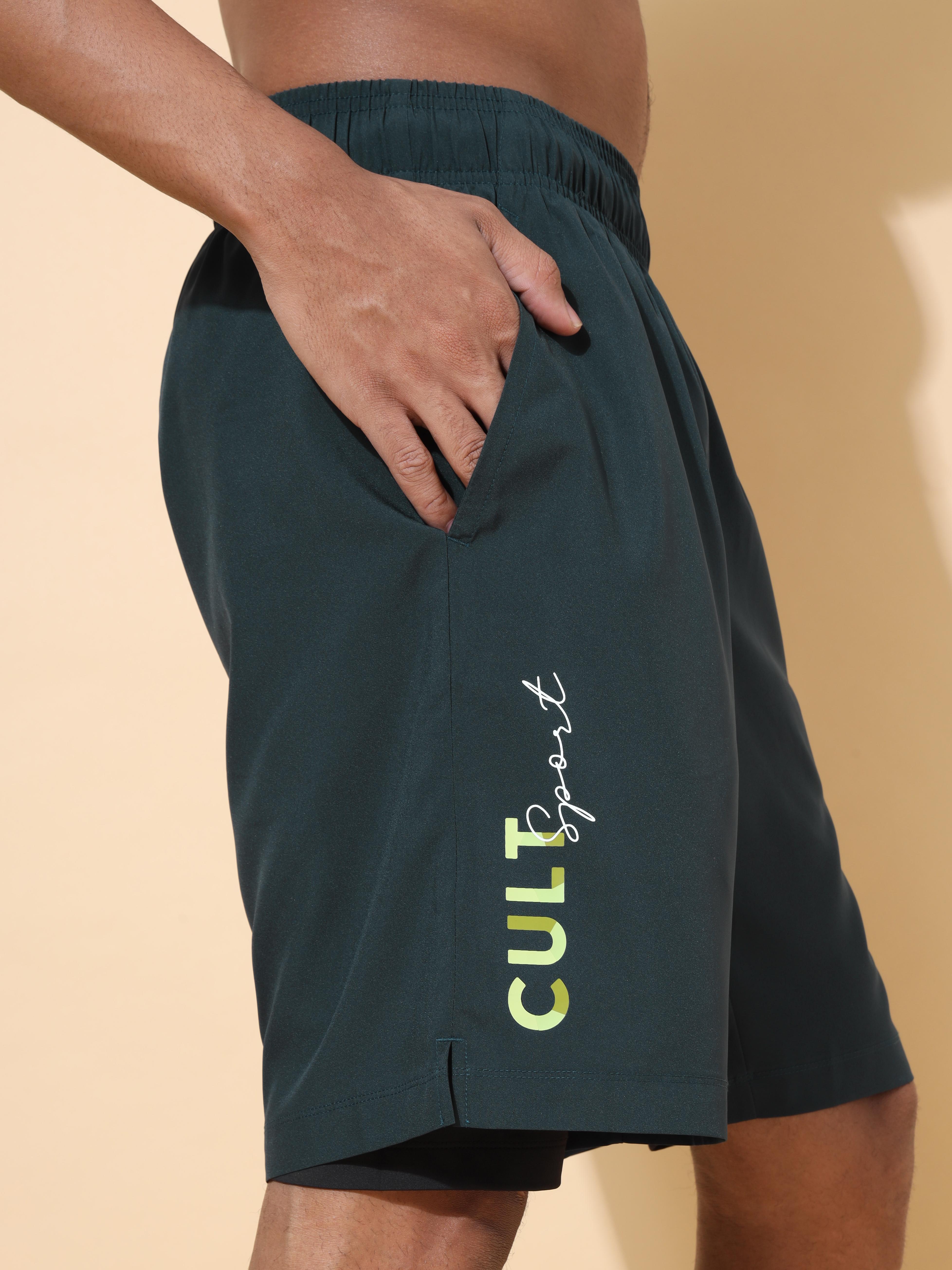 Graphic Active Shorts with Inner Tights