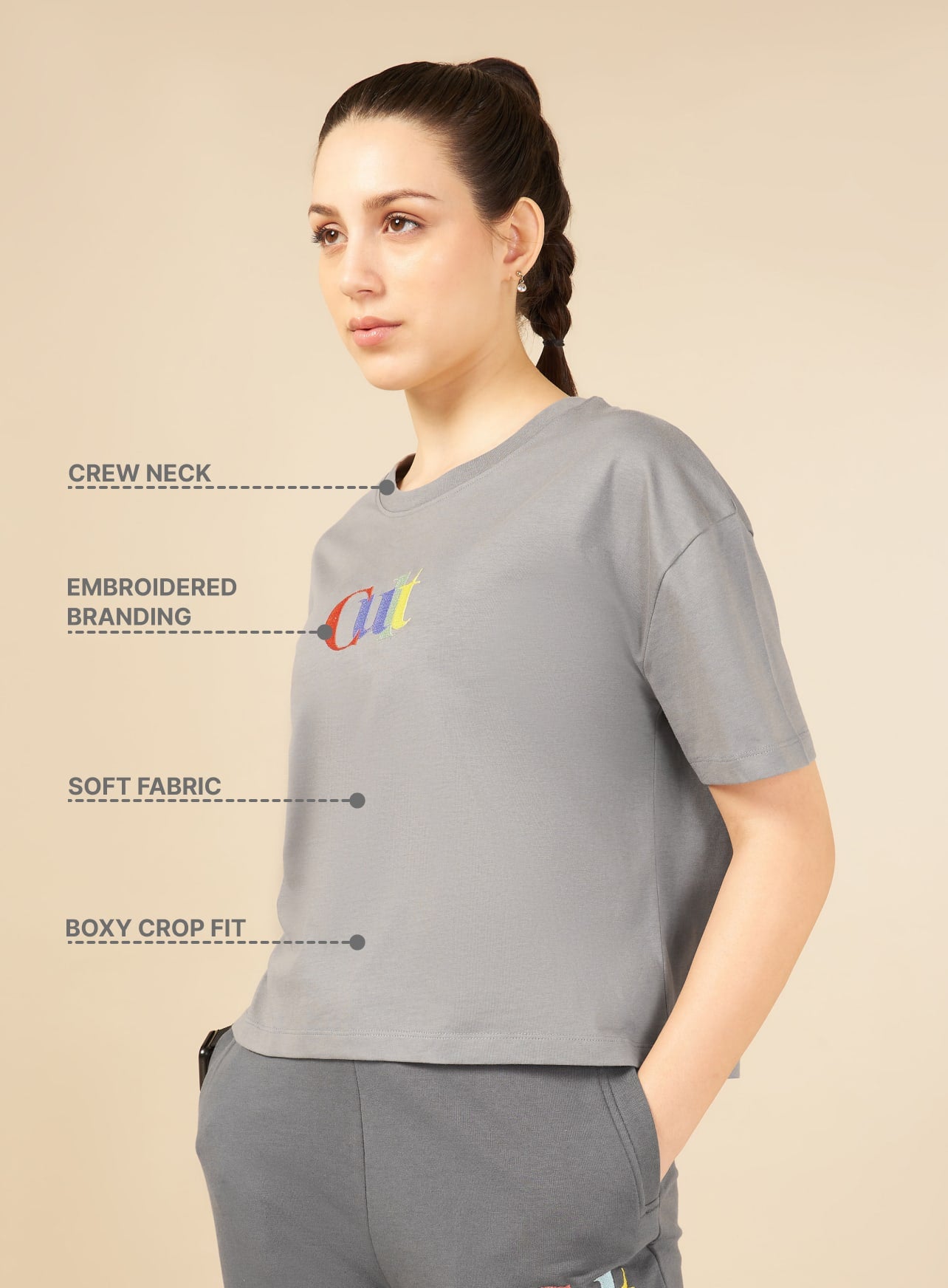 Women Grey Cult club T-shirt