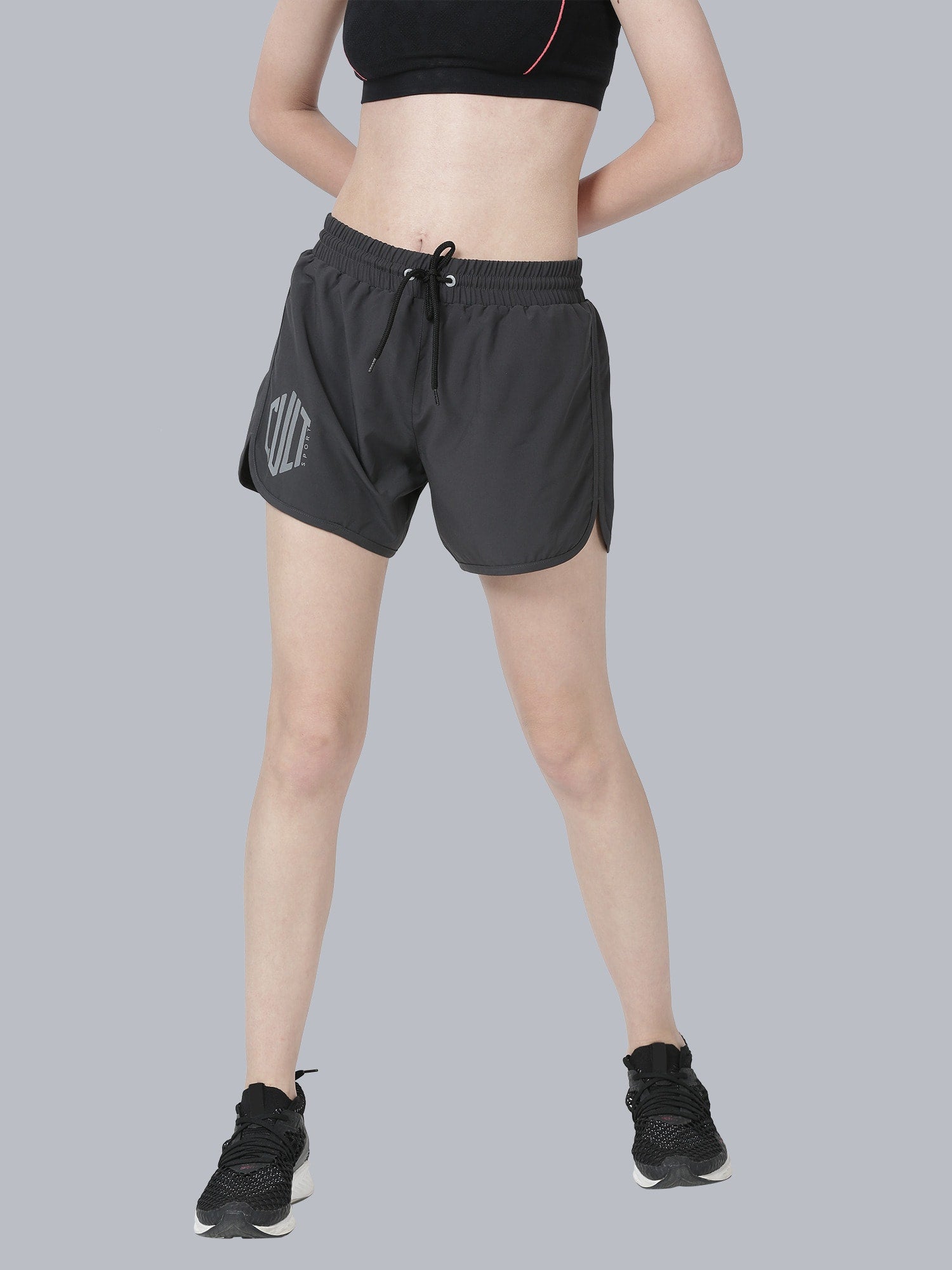 Blakout Finish Grey Running Shorts