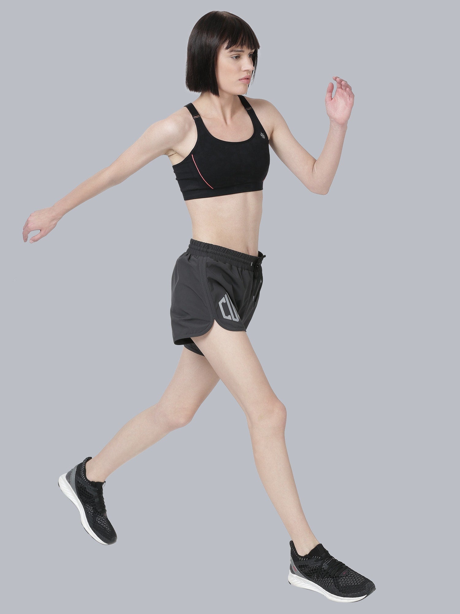 Blakout Finish Grey Running Shorts