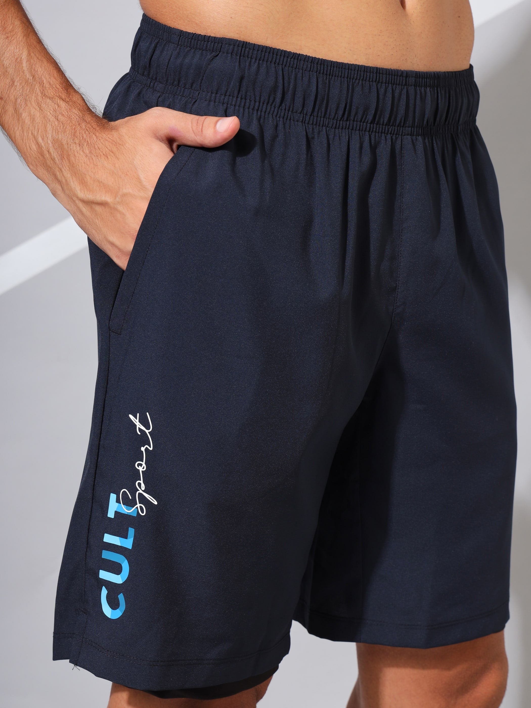 Active Shorts with Inner tights and Graphic Print