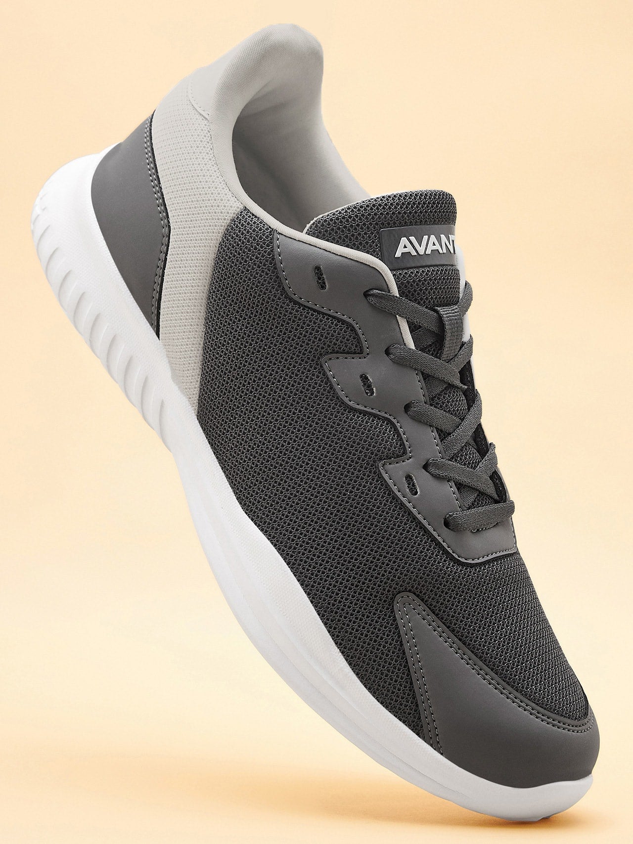 Avant Men's Luxe Walking Shoes-D.Grey/White