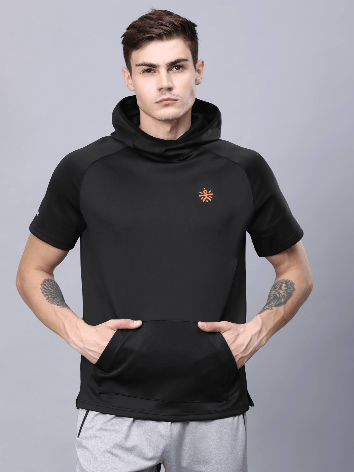 Abstract Hood Black Workout Tee