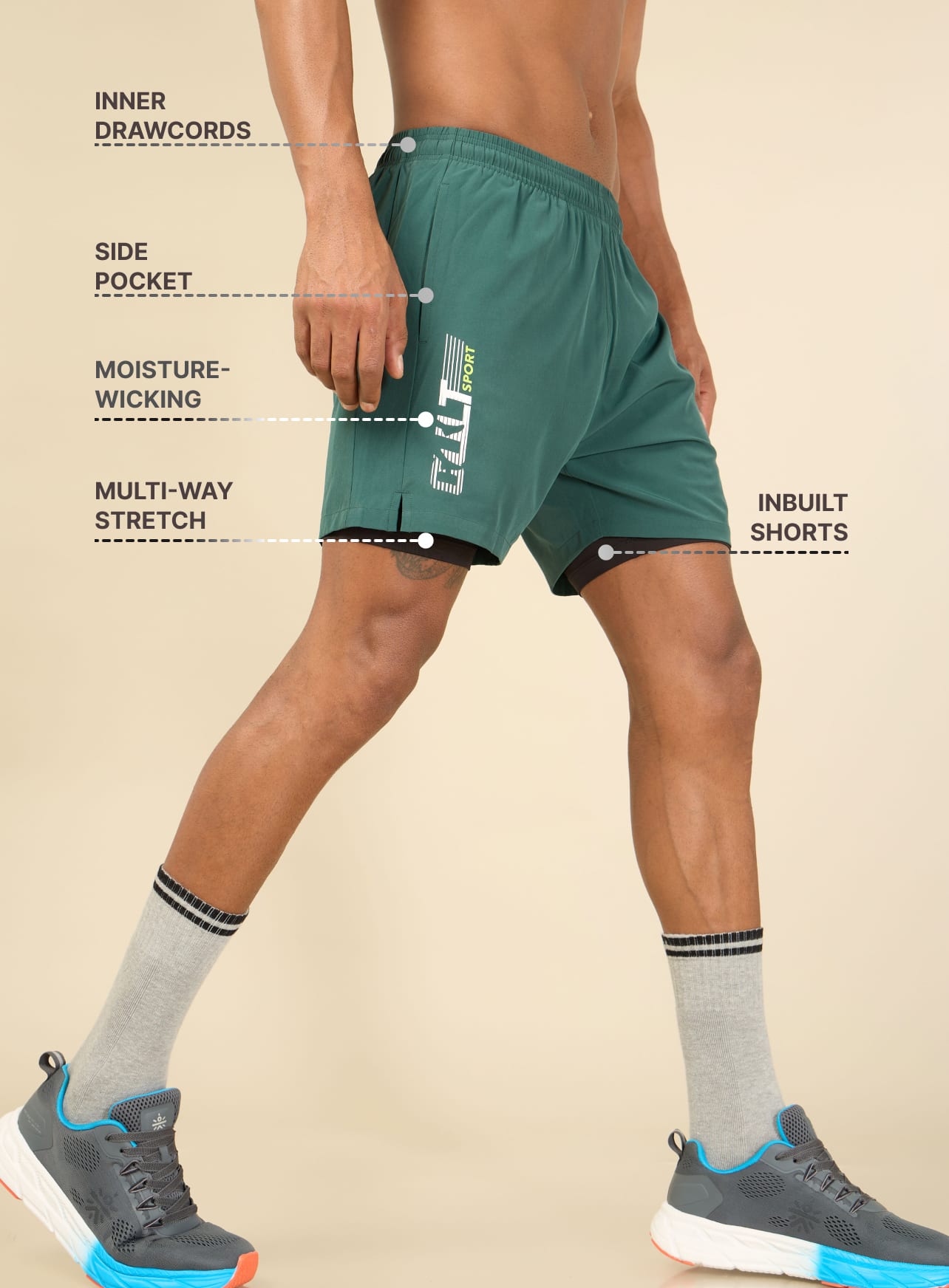 Solid Performance Shorts with Inner Tights