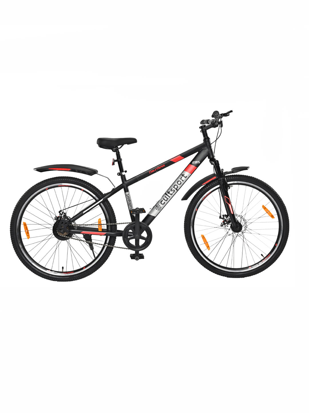 Dauntless27.5Black Steel Single Speed 27.5 inch Mountain Cycle, Front Suspension, Double Wall Rim Free Trainer Sessions, Cycling Event