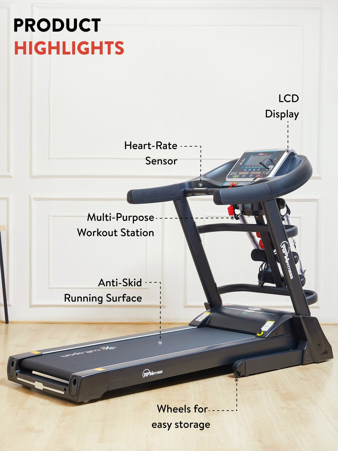 RPM757MI 5.5HP DC Treadmill | 15-level Auto-Incline & Massager | Max Weight-130kg | Max Speed-18kmph (with 6 months extended warranty)
