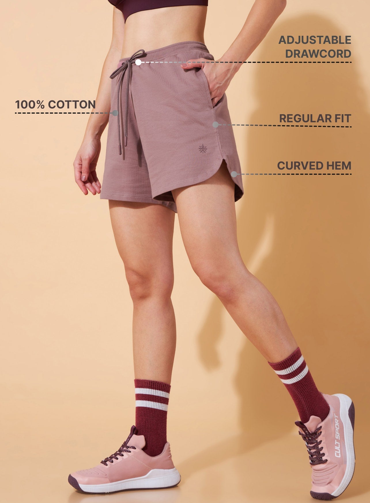 Women Leisure Shorts - Plum
