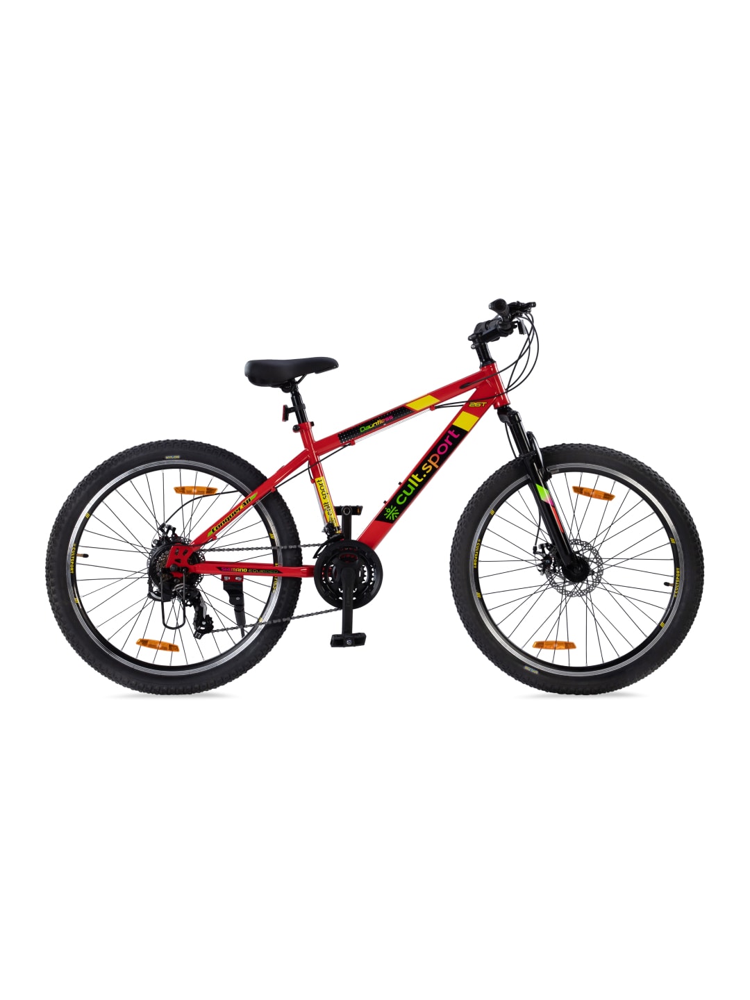 DAUNTLESS21S26TRed Steel 21 Speed Shimano Gear 26 inch Mountain Cycle, Dual Disc Brake, Front Suspension and Double Wall Rim