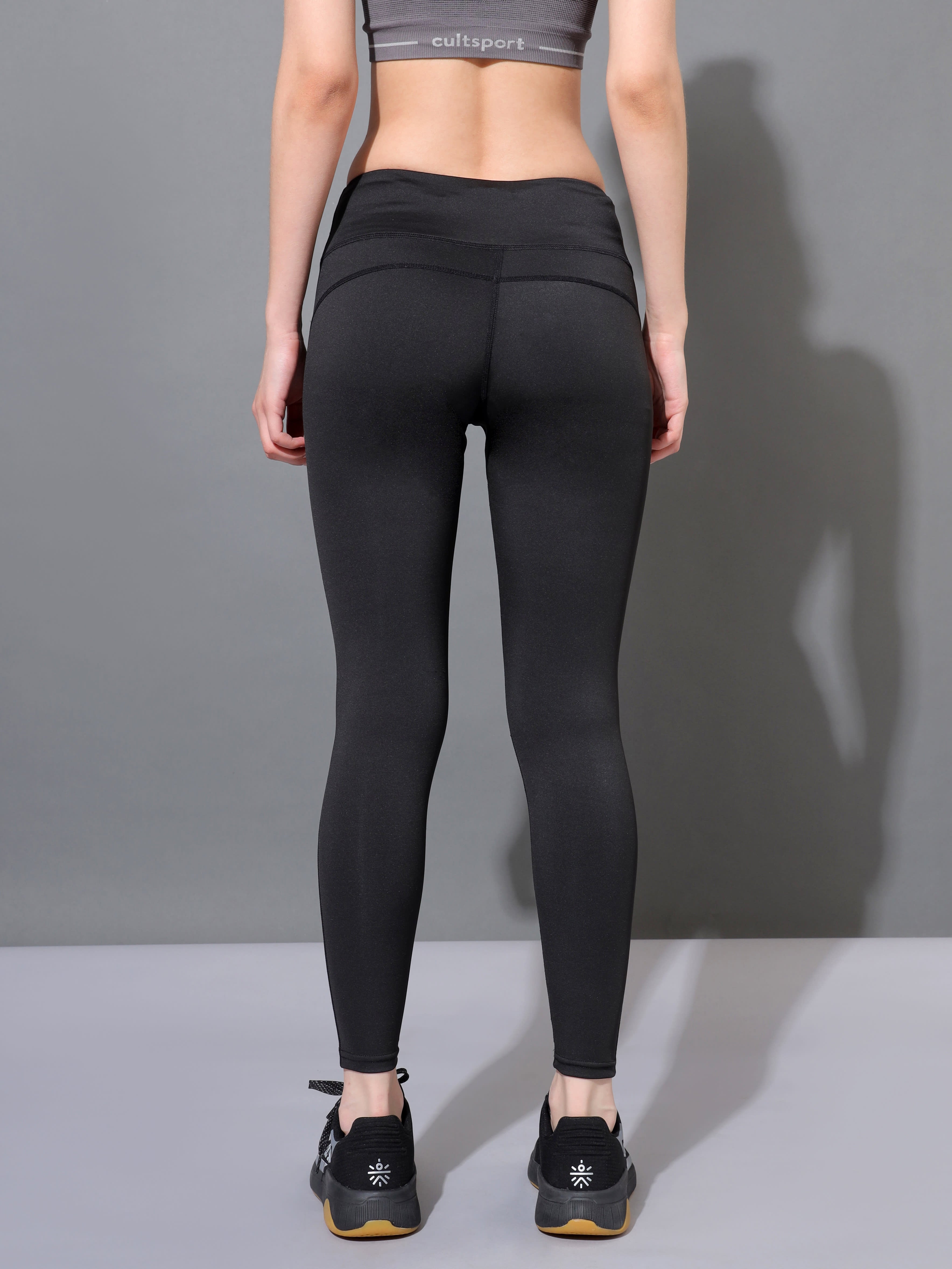 Black High Waist Solid Performance Tights