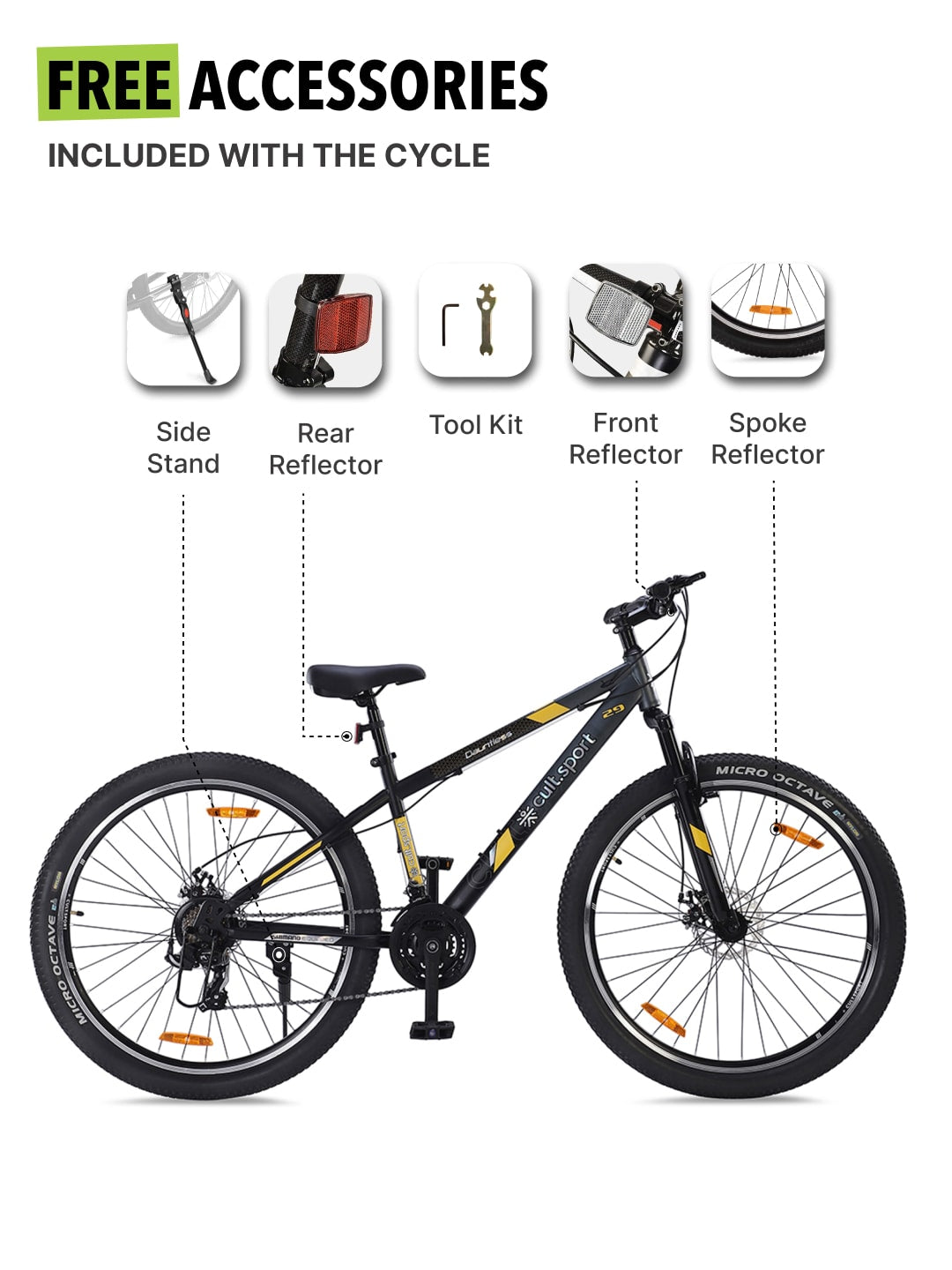 DAUNTLESS21S29TGREYBLACKSteel 21 Speed Shimano Gear 29 inch Mountain Cycle, Dual Disc Brake, Front Suspension and Double Wall Rim