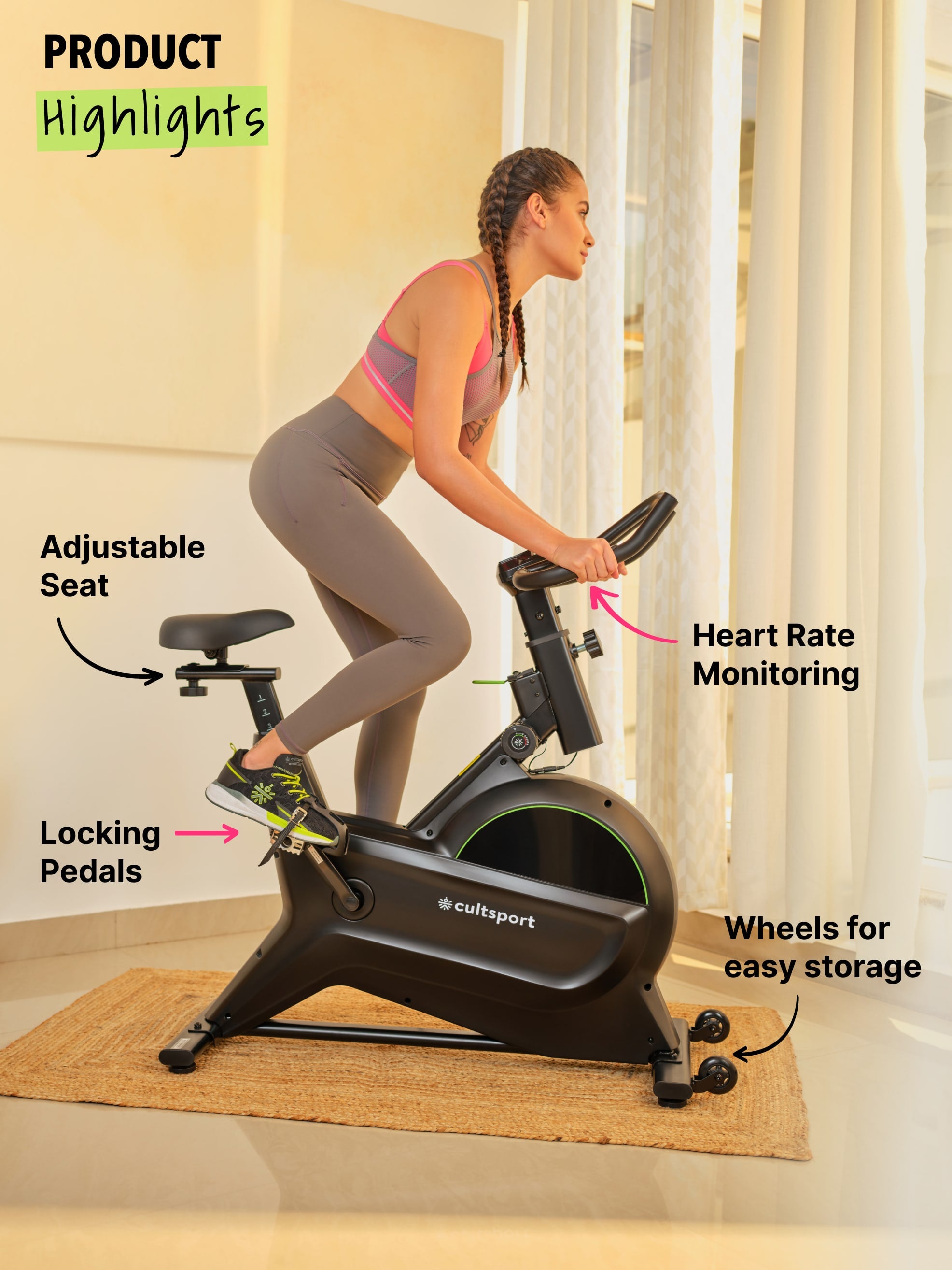 Smartbike c1: Spin bike with 8-level magnetic resistance (with 6 months extended warranty)