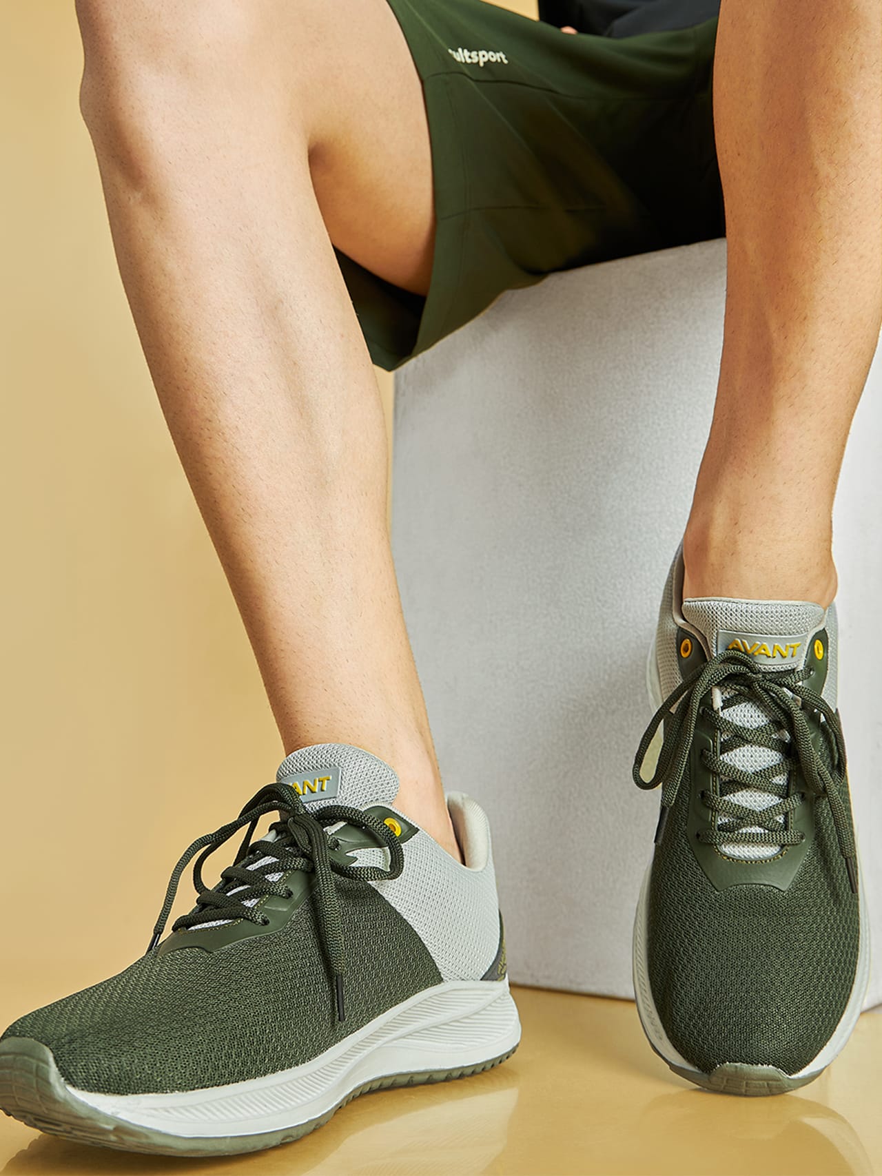 Avant Men's Racer Walking Shoes-L.Grey/Olive