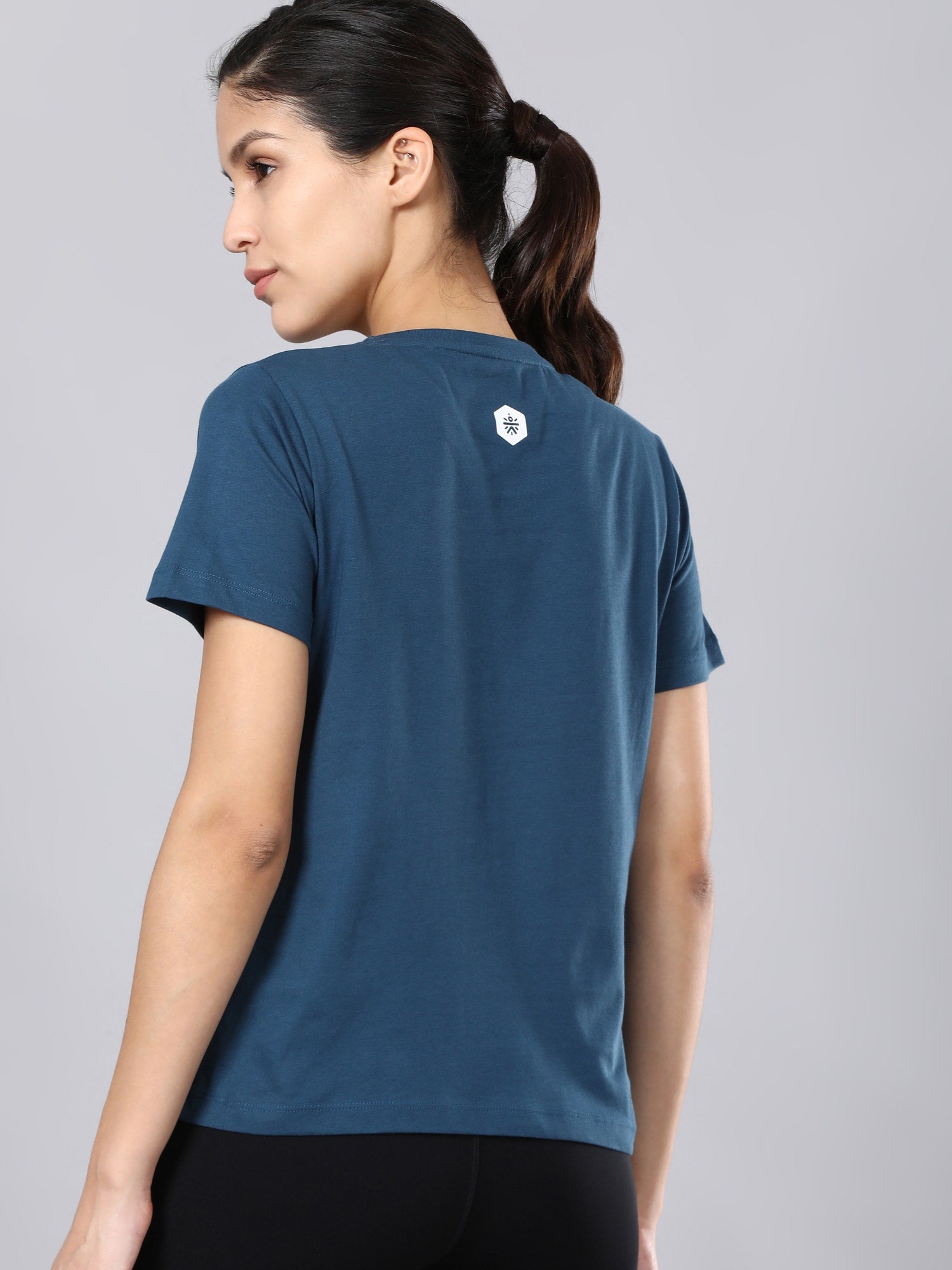 Flydry Cotton Dark Teal Cropped Workout Tee