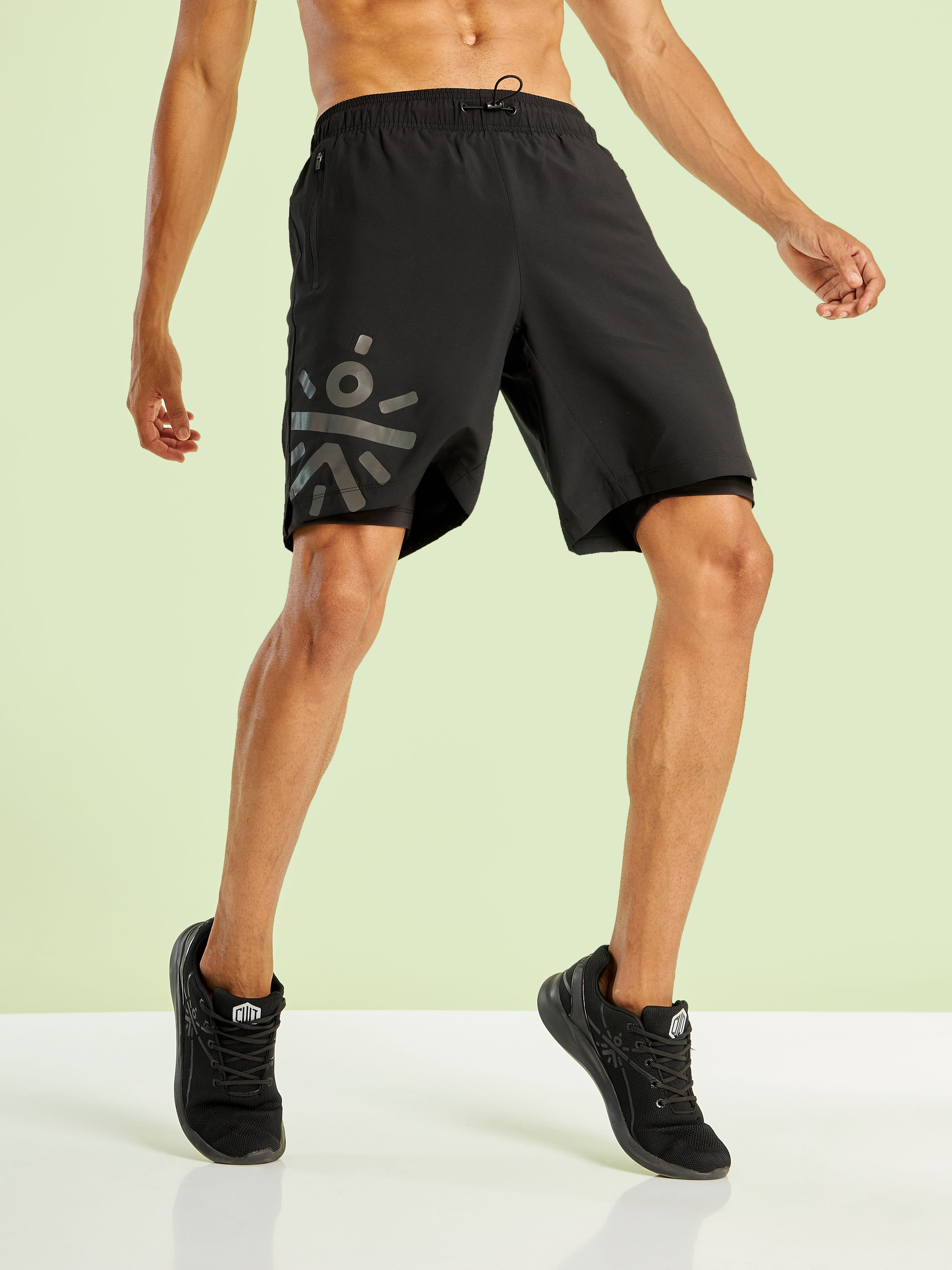 Graphic Running Shorts with Inner Tights