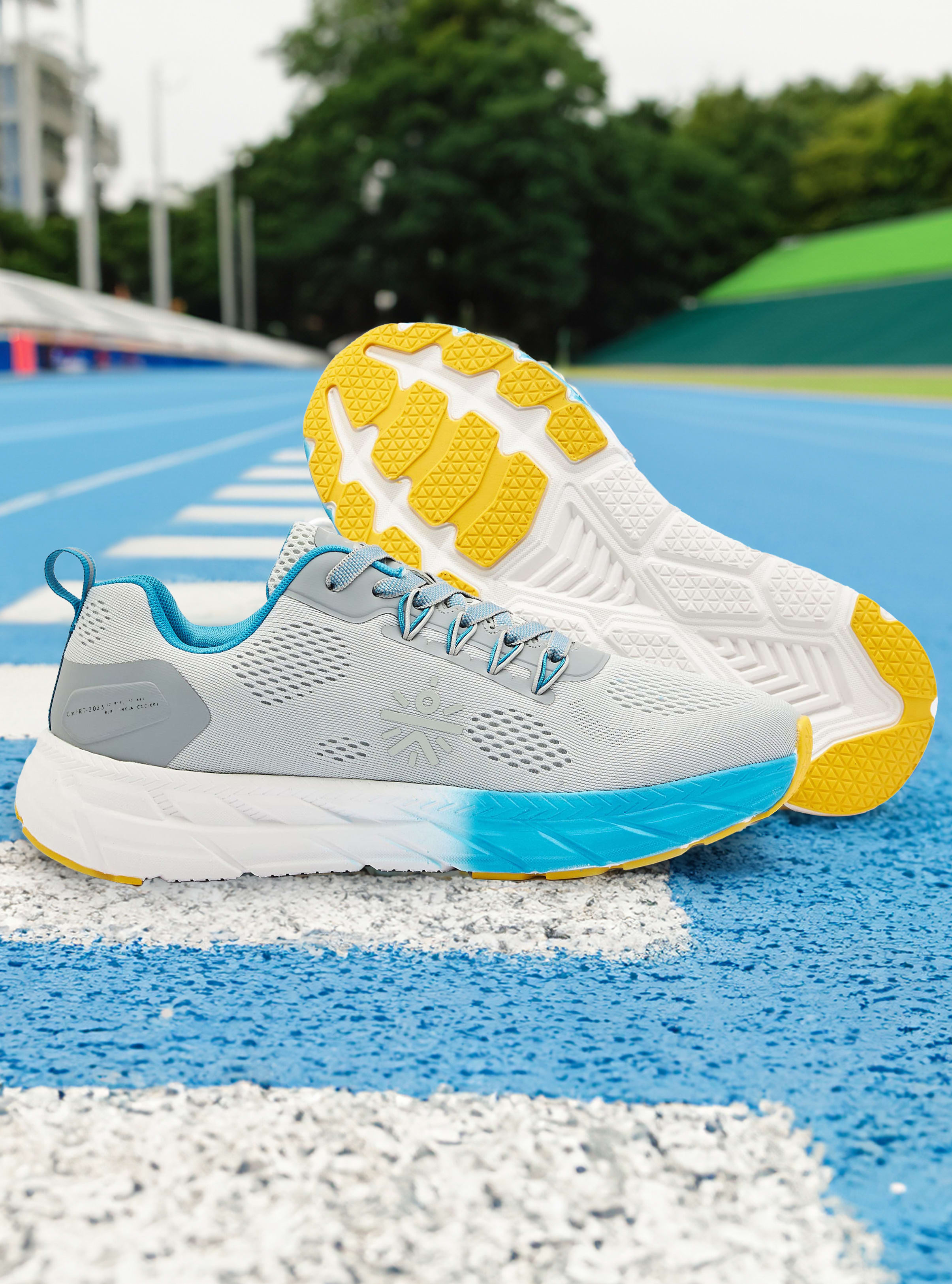 cult EZ+ Ryde Men Running Shoes - Ash Grey/Turquoise Blue