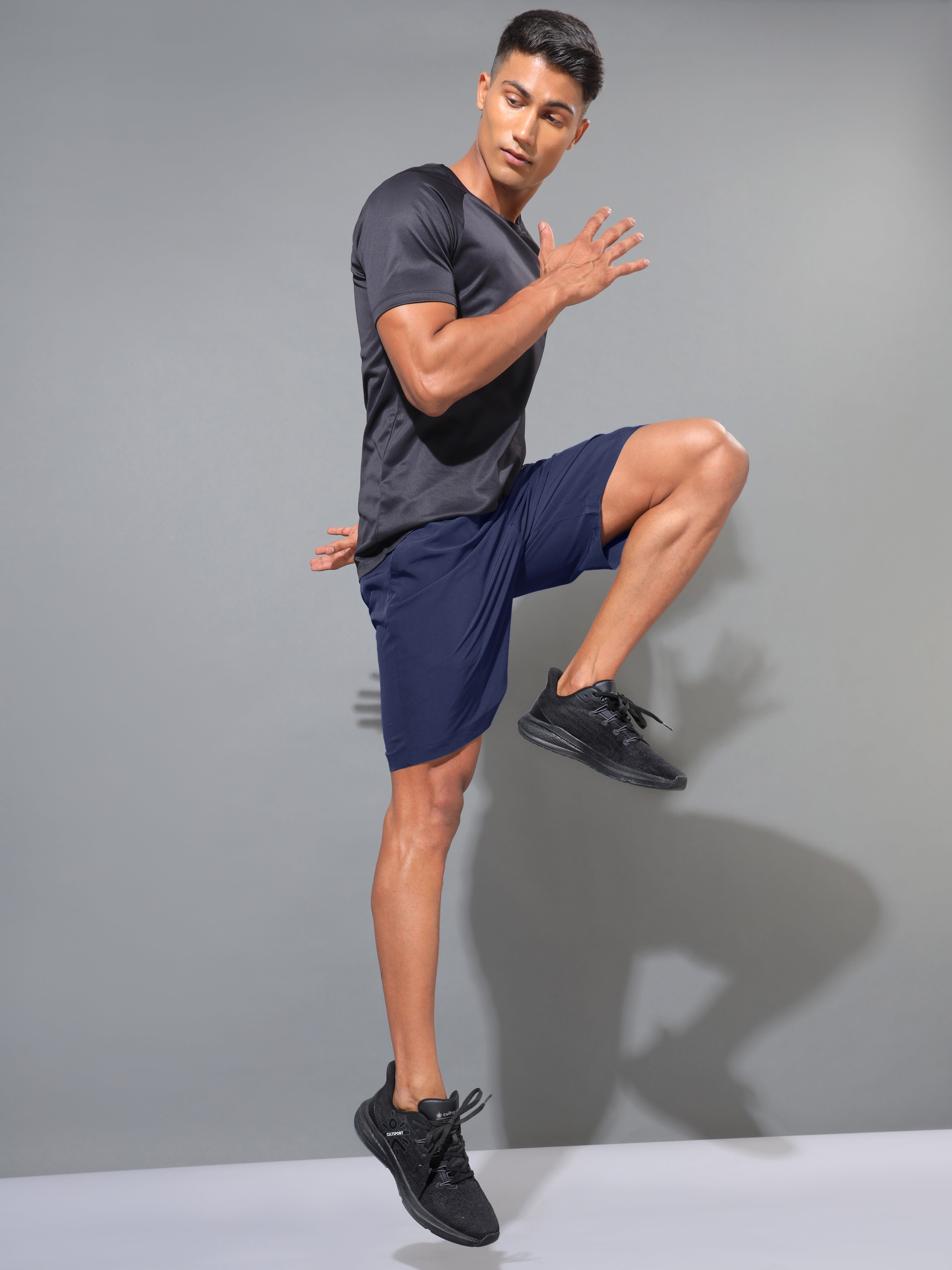 Solid Workout Shorts with Side Pockets