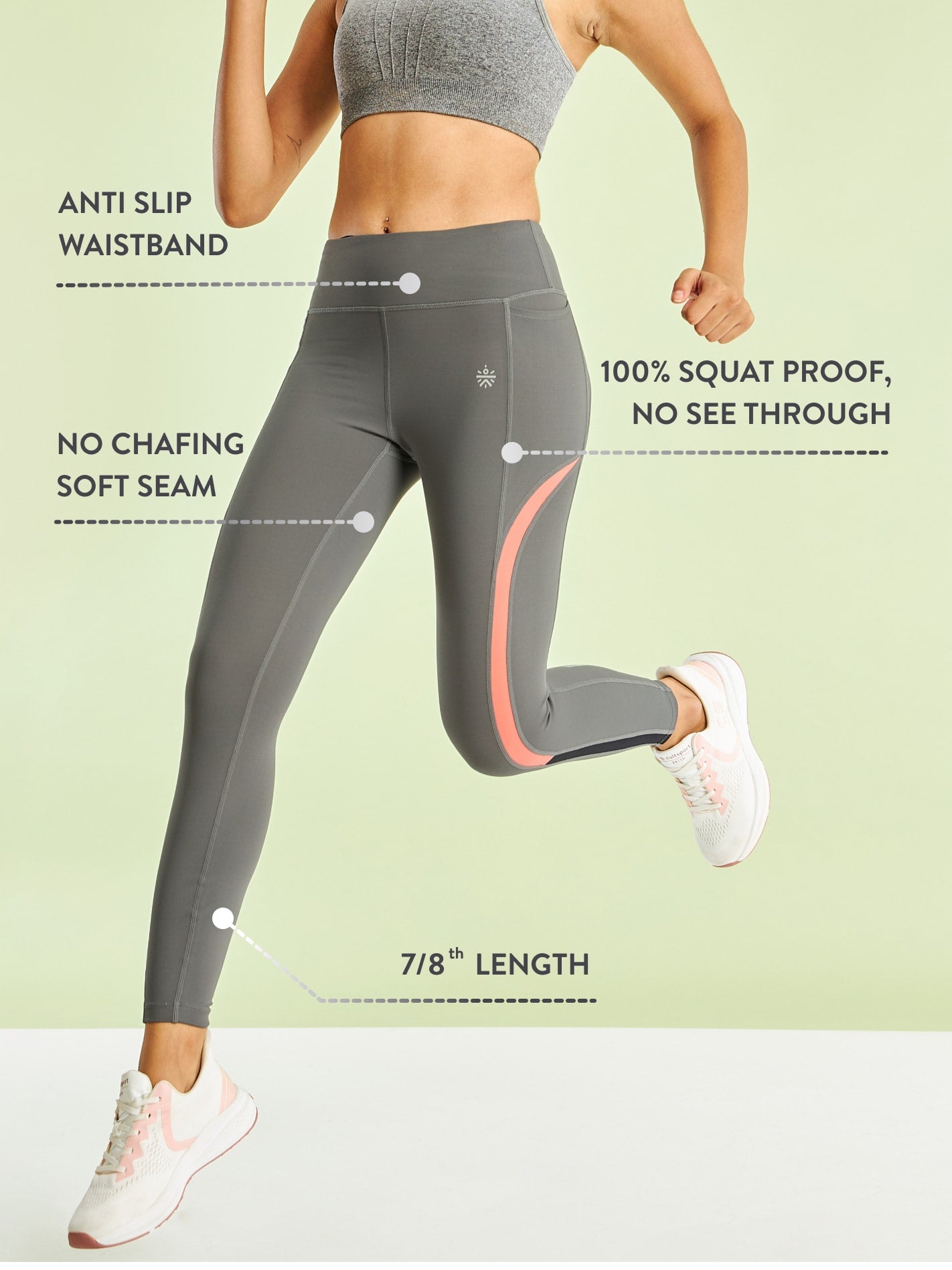 Contrast Panel High Waist Running Tights
