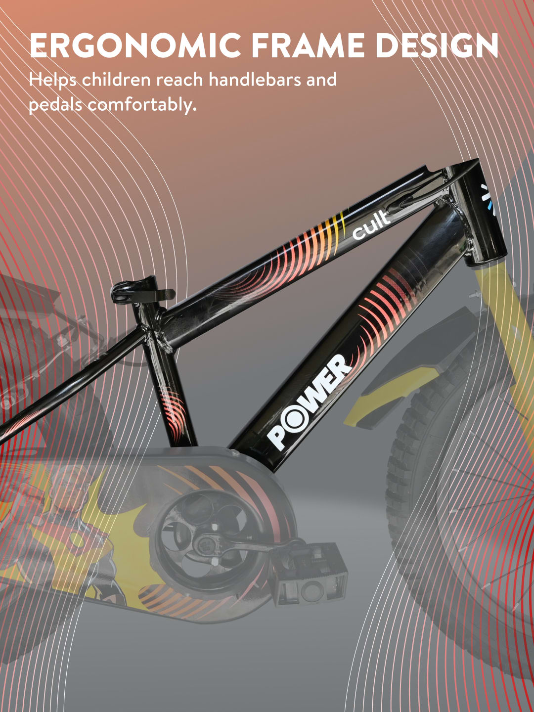 Power 16T Black Steel Kids Bike with Single Wall Rim, Rigid Fork and Free Trainer Sessions and Cycling Event