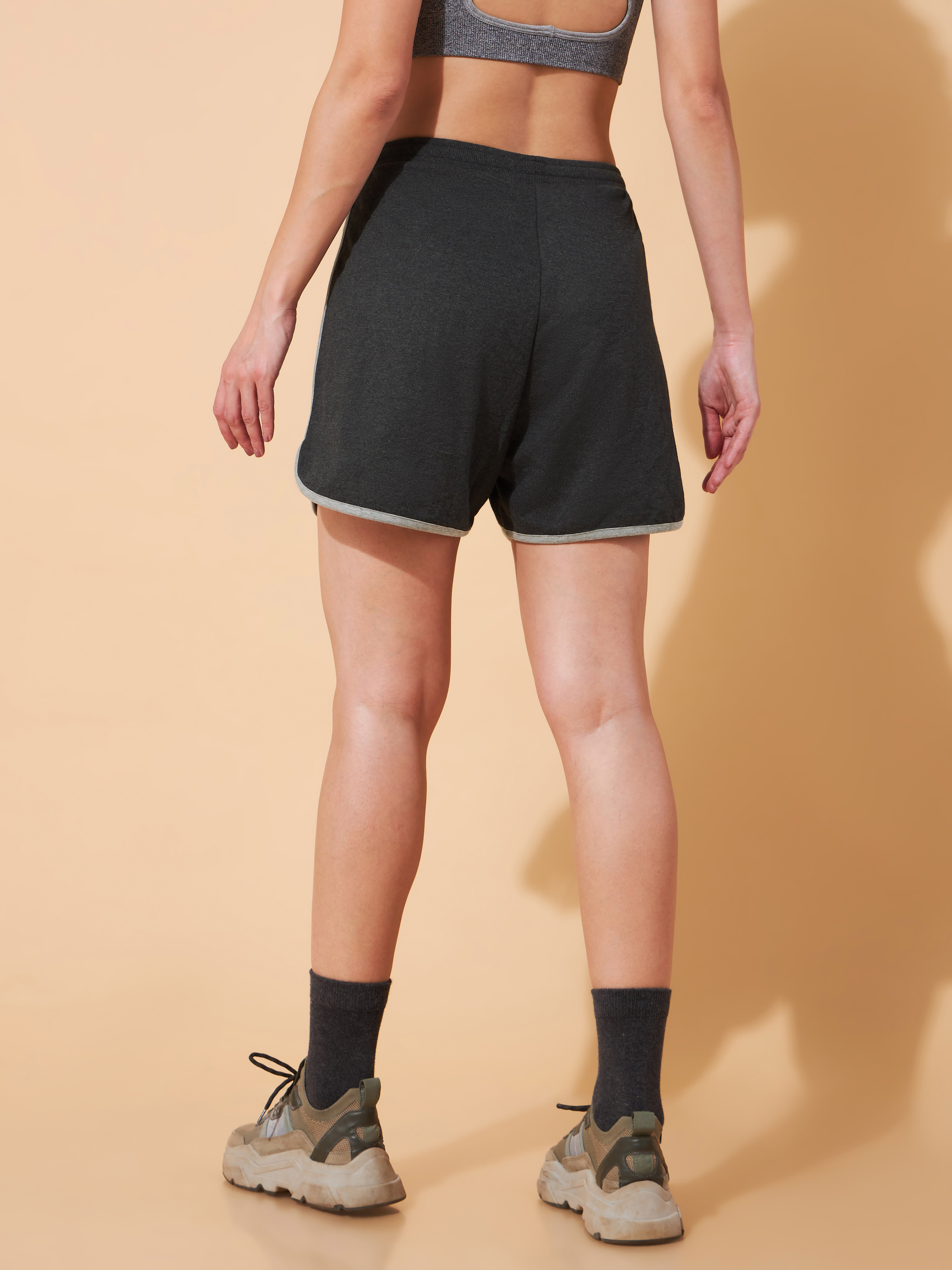Women's Charcoal Dolphin Hem Leisure Shorts