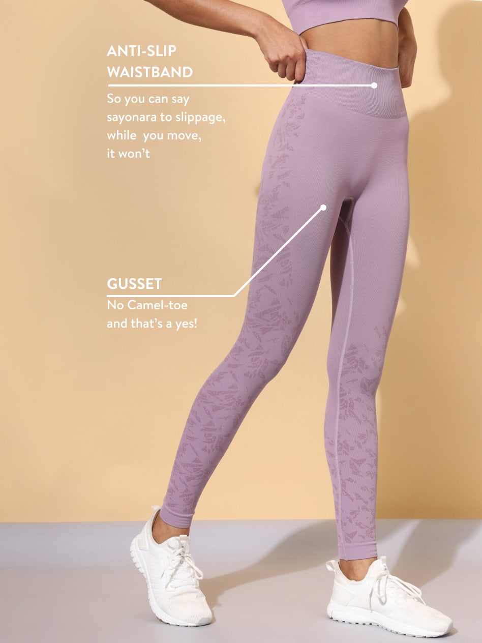 Dark Pink Seamless Jacquard Tights