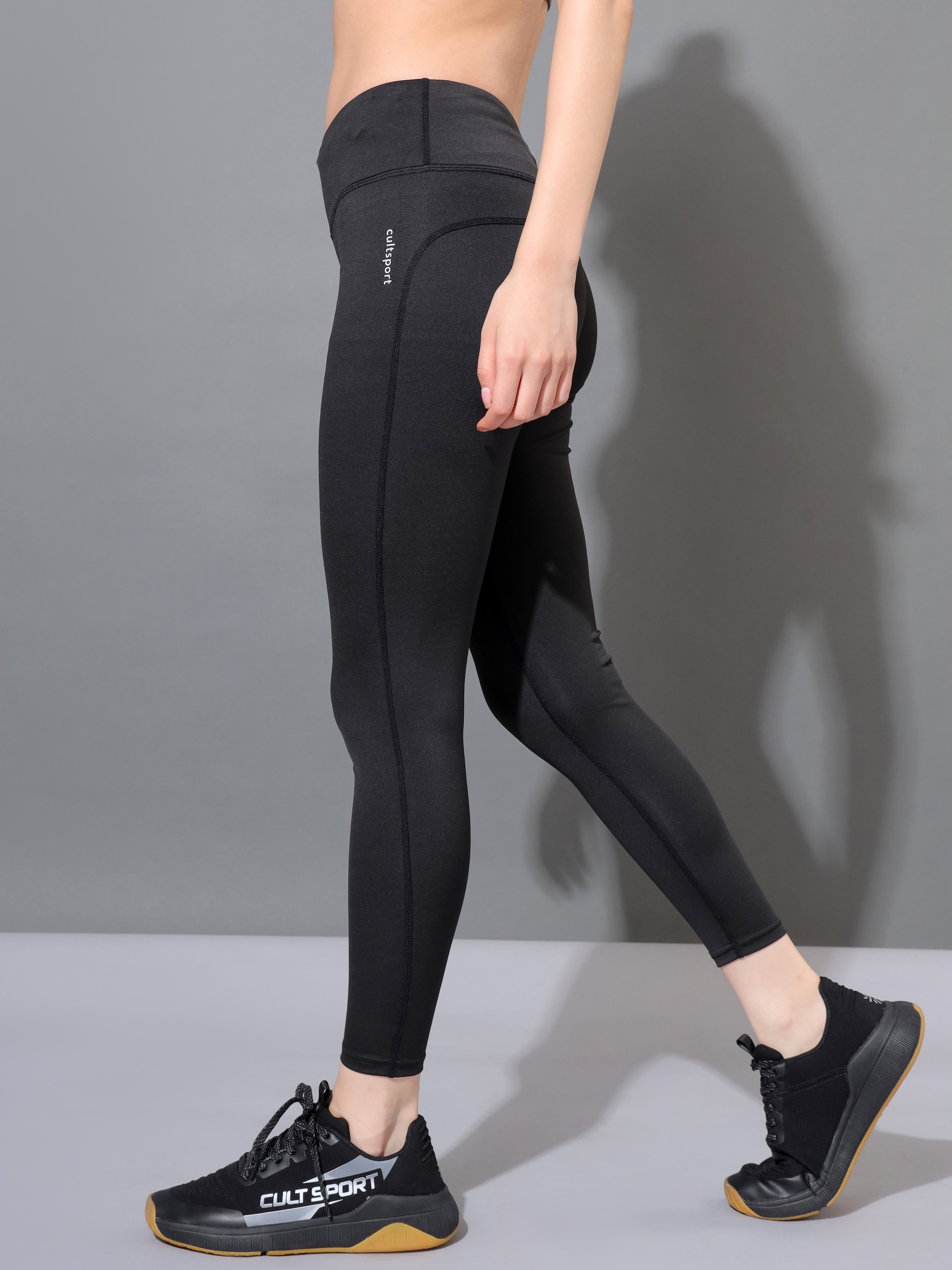 Black High Waist Solid Performance Tights