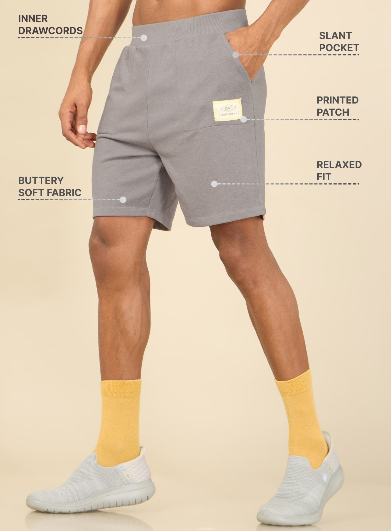 Men Grey Cult Club Shorts