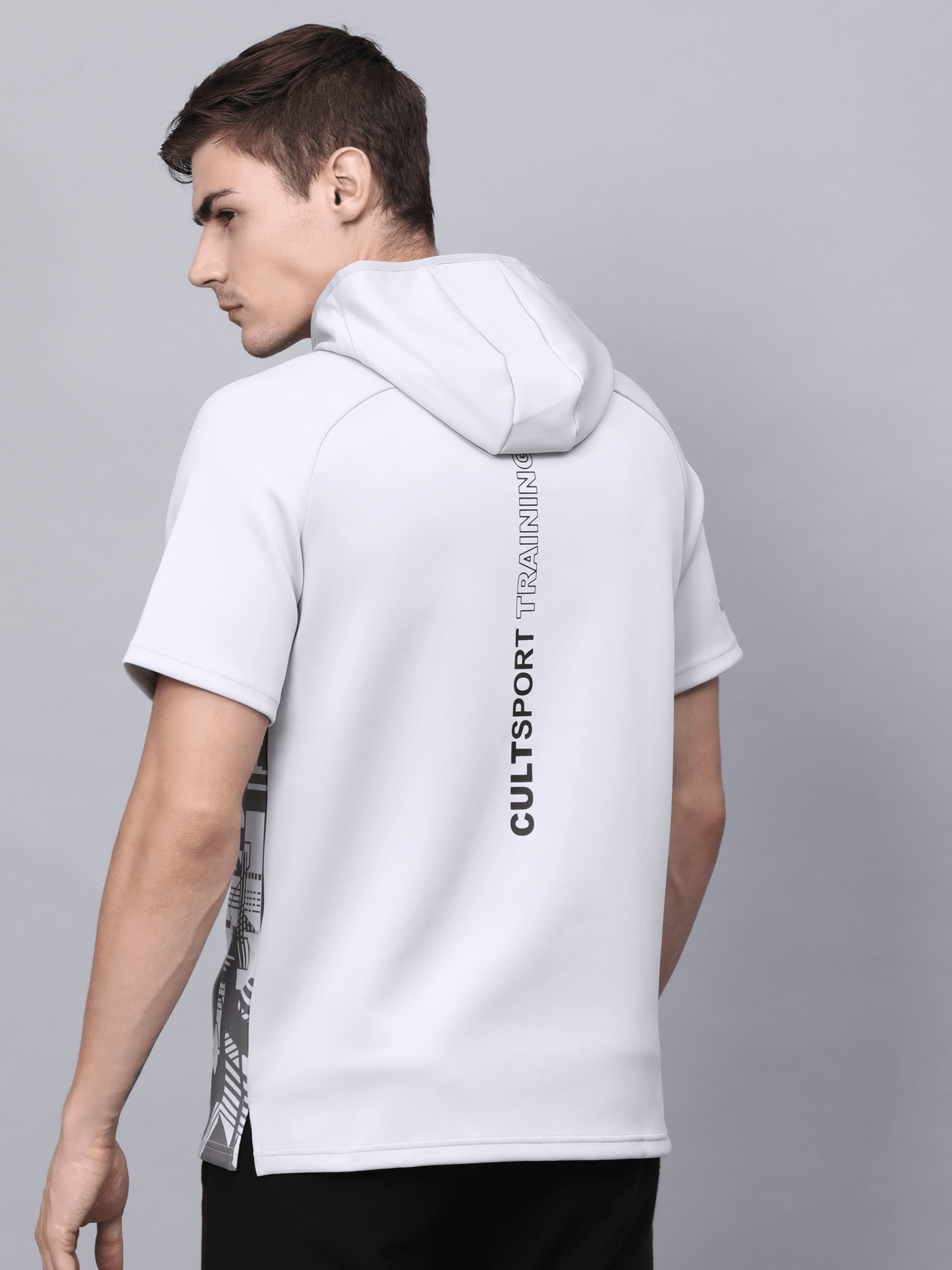 Abstract Hood Grey Workout Tee