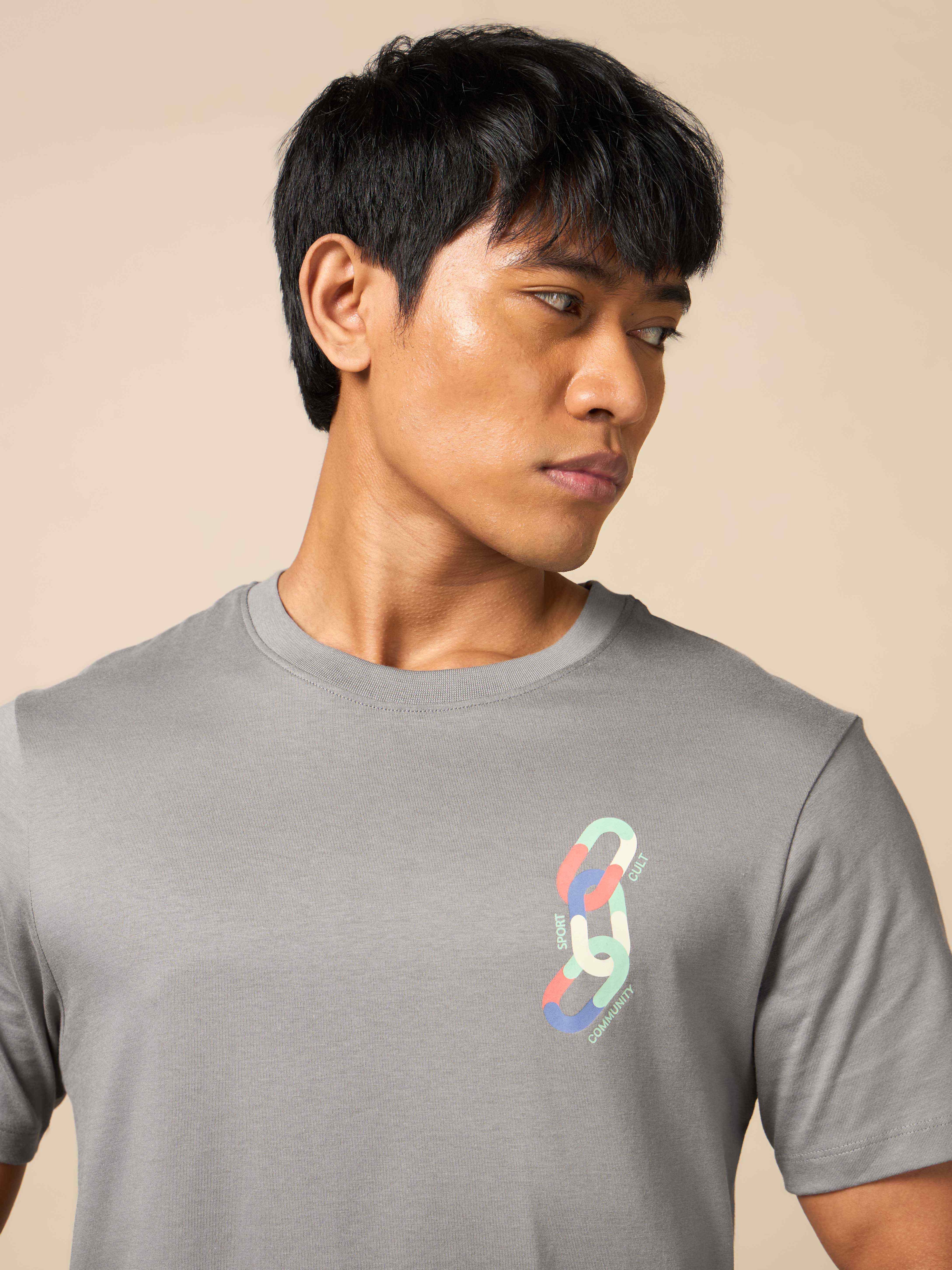 Men Grey Community Link T-shirt