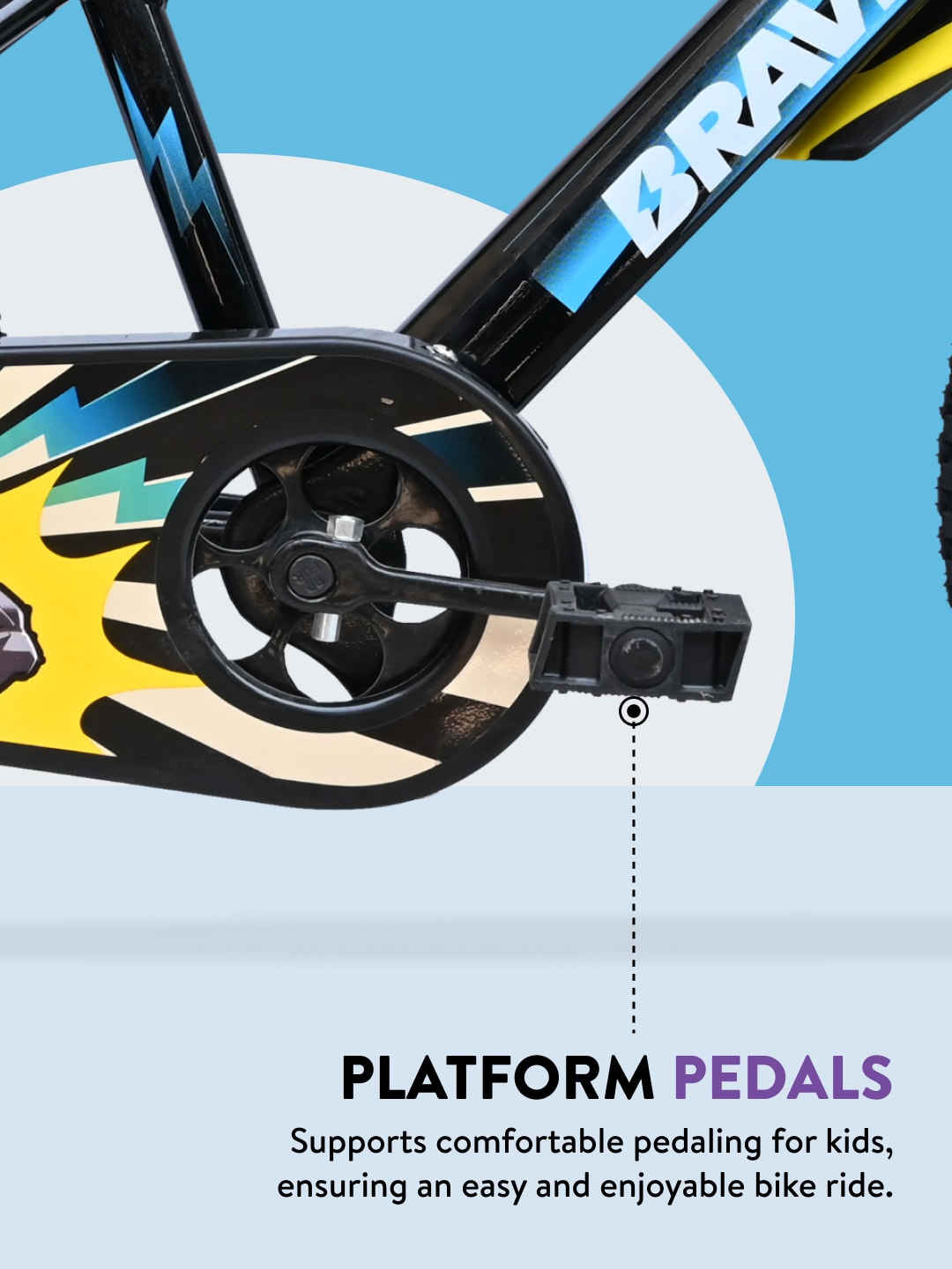 Brave 20T Black Steel Kids Bike with Single Wall Rim, Rigid Fork and Free Trainer Sessions and Cycling Event