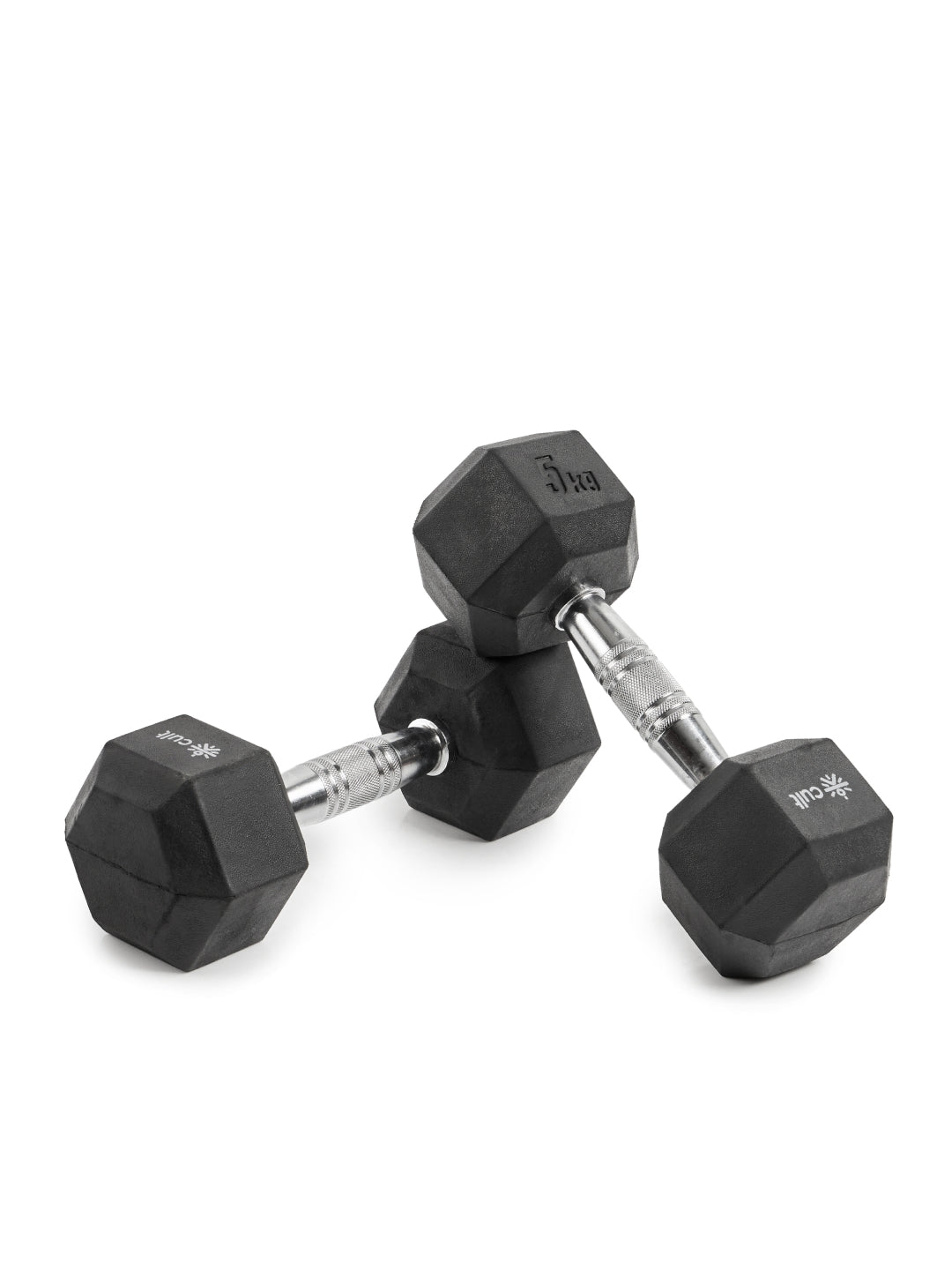 Cult 5Kg Hex Dumbbells For Home & Gym Exercises, Set of 2, (Black)